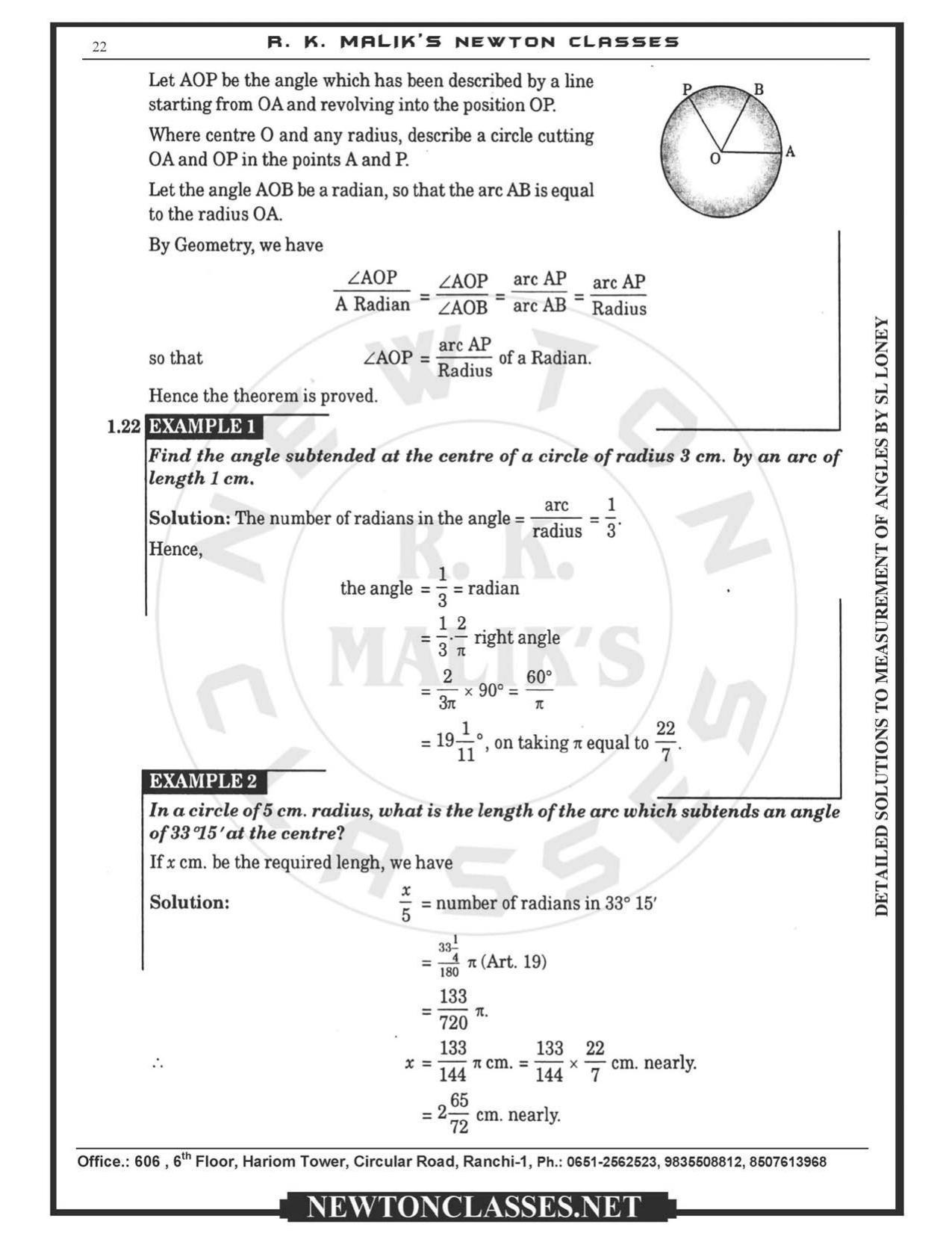 SL Loney Plane Trigonometry Solutions: Measurement of Angles - Page 22