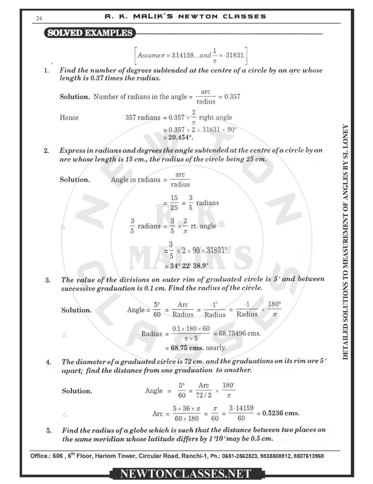 SL Loney Plane Trigonometry Solutions: Measurement of Angles - Page 24