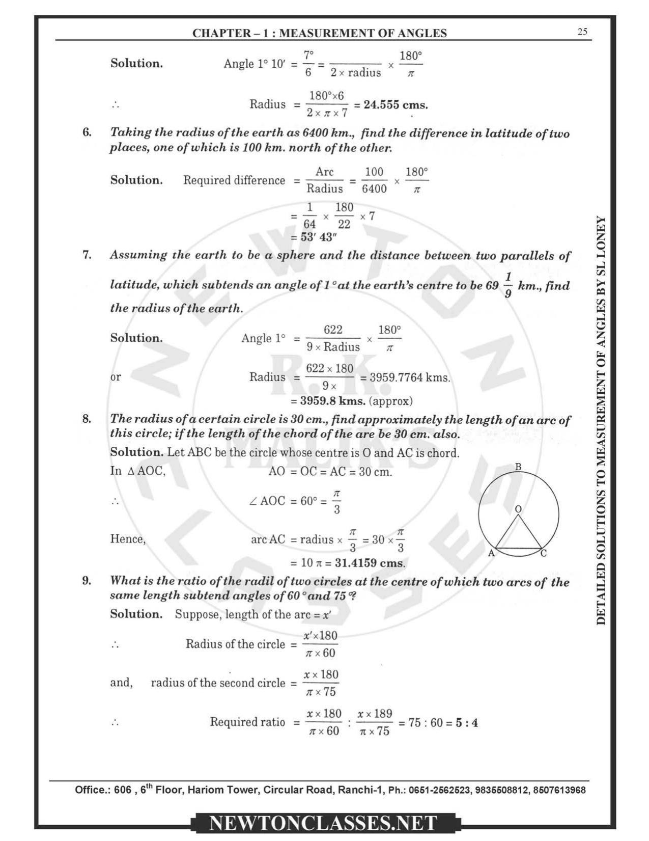 SL Loney Plane Trigonometry Solutions: Measurement of Angles - Page 25