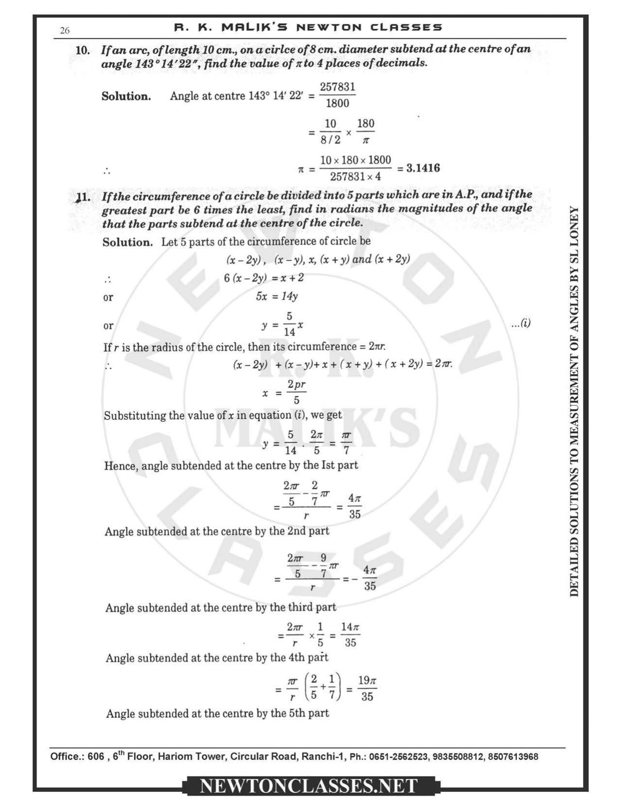 SL Loney Plane Trigonometry Solutions: Measurement of Angles - Page 26