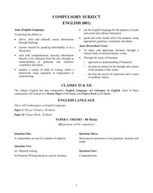 ISC Class XI & XII English 2025 Syllabus