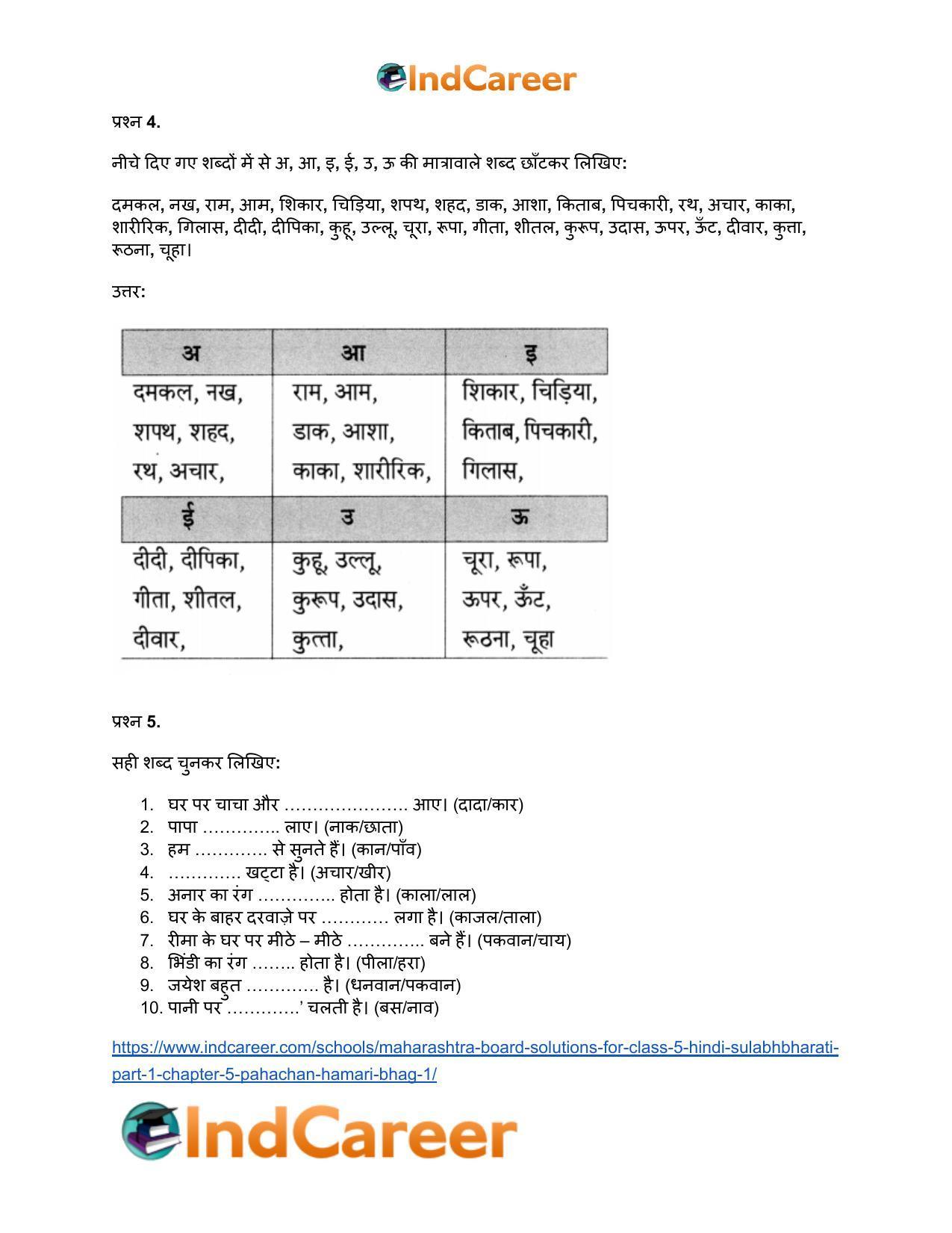 Maharashtra Board Solutions for Class 5- Hindi Sulabhbharati (Part 1): Chapter 5- पहचान हमारी - भाग (१) - Page 6