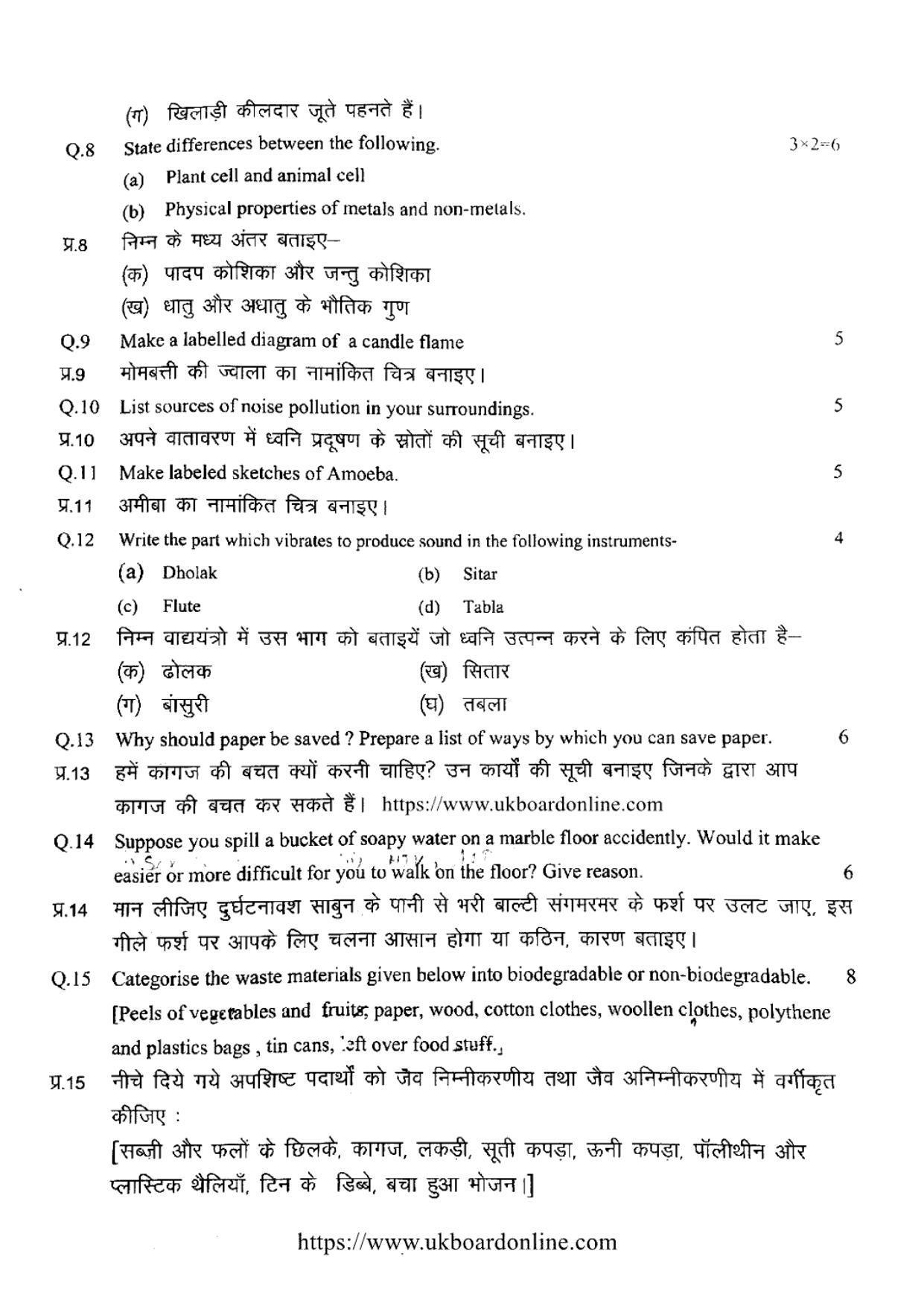 UBSE Class 8 SCIENCE 2022 Question Paper - Page 4