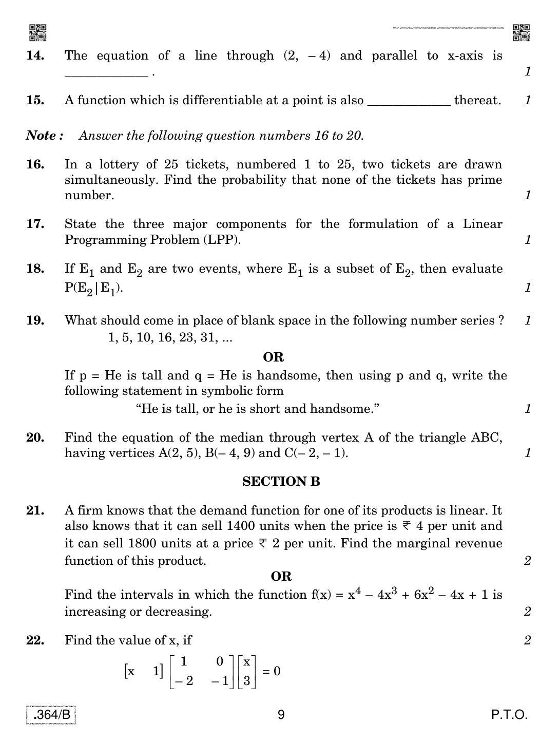 CBSE Class 12 Applied Mathematics 2020 Compartment Question Paper - Page 9