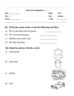 Worksheet for Class 1 EVS Assignment 16