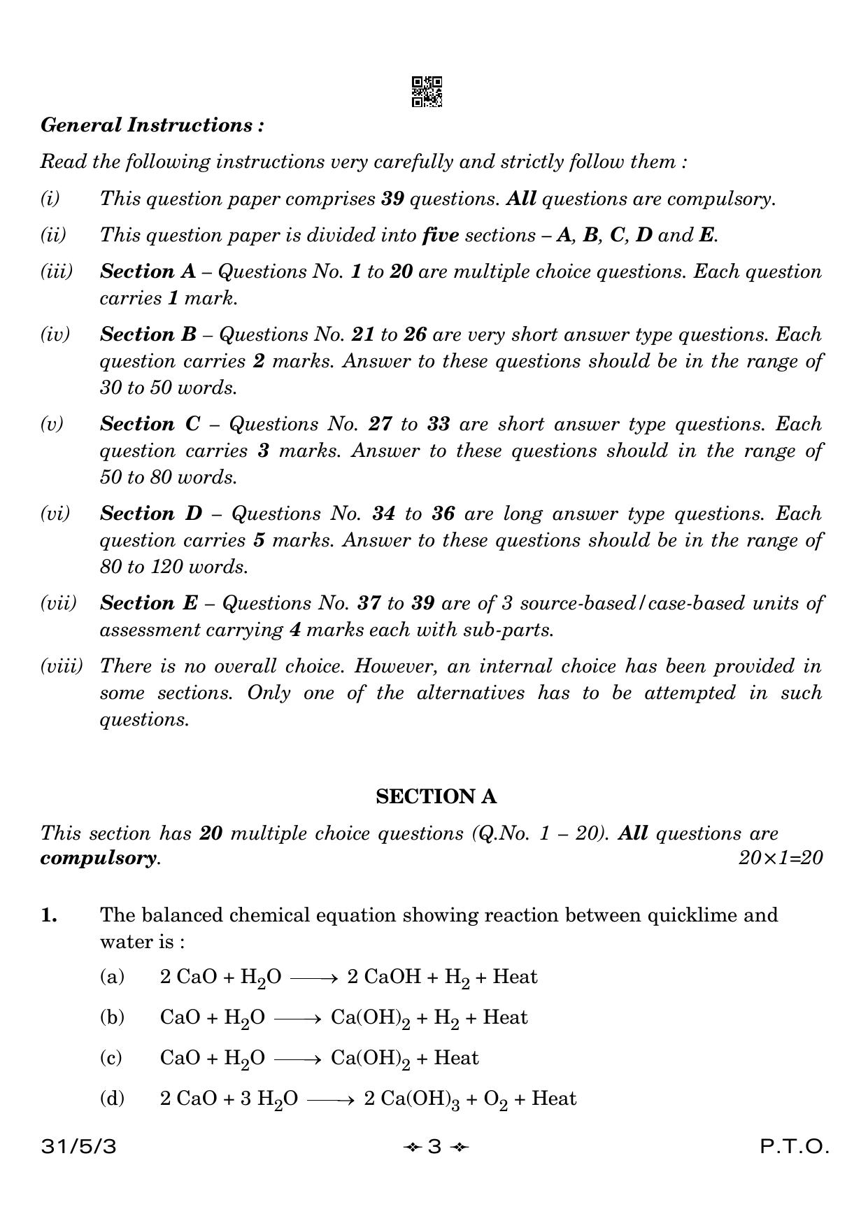 CBSE Class 10 31-5-3 Science 2023 Question Paper - Page 3
