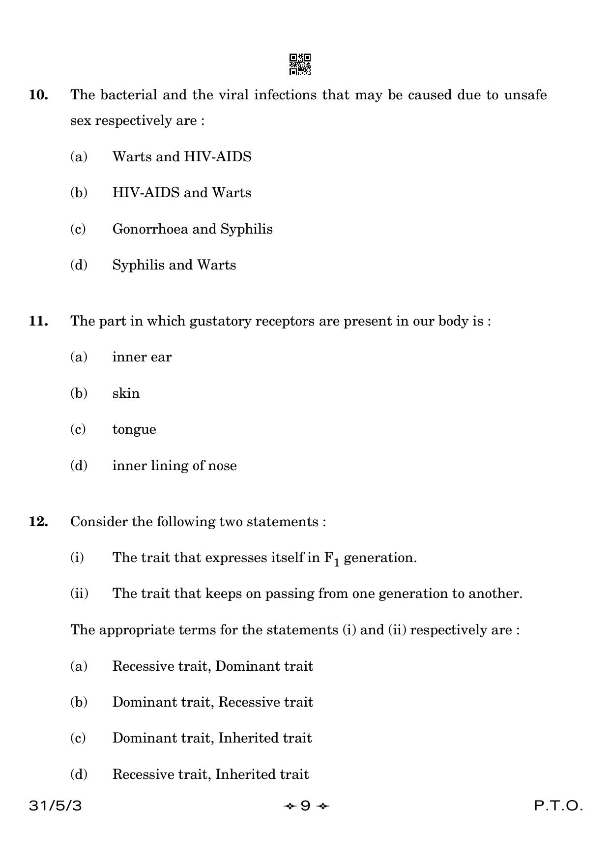 CBSE Class 10 31-5-3 Science 2023 Question Paper - Page 9