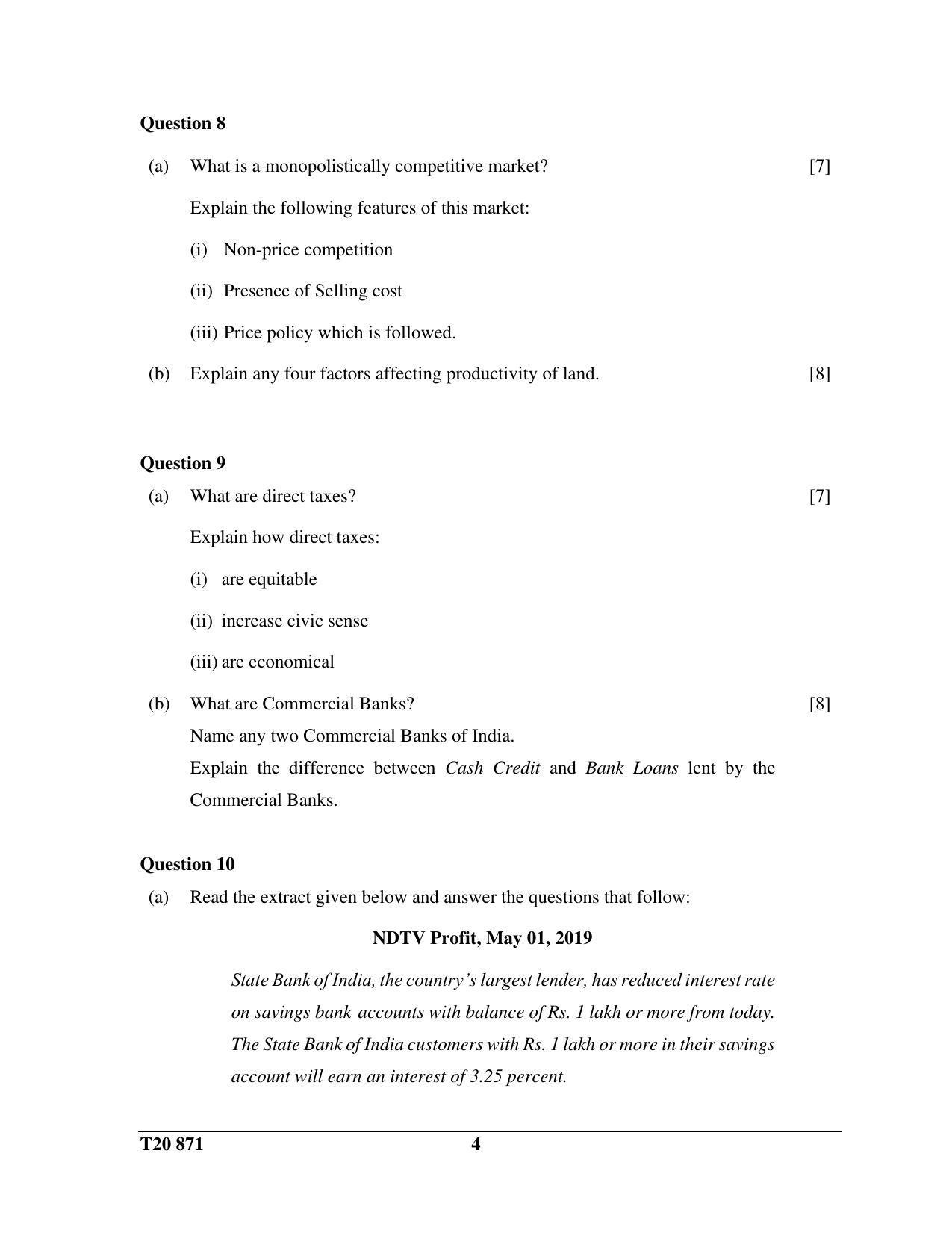 ICSE Class 10 Economic Applications 2020 Question Paper - Page 4