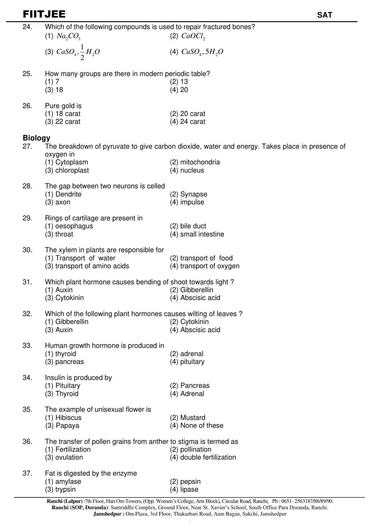 Jharkhand (JAC) NTSE (SAT) 2020-21 Question Paper - Page 5