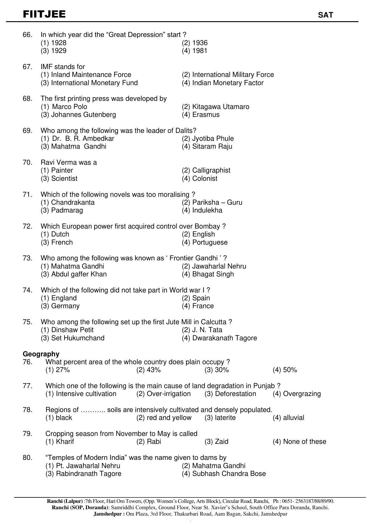 Jharkhand (JAC) NTSE (SAT) 2020-21 Question Paper - Page 8