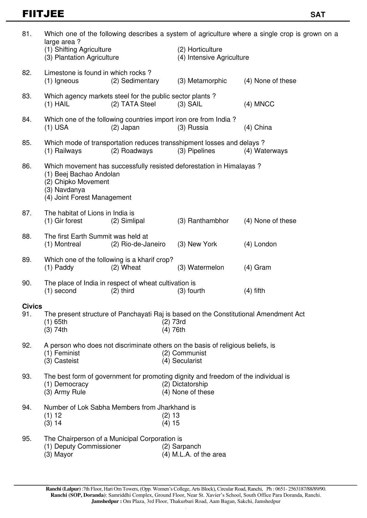 Jharkhand (JAC) NTSE (SAT) 2020-21 Question Paper - Page 9