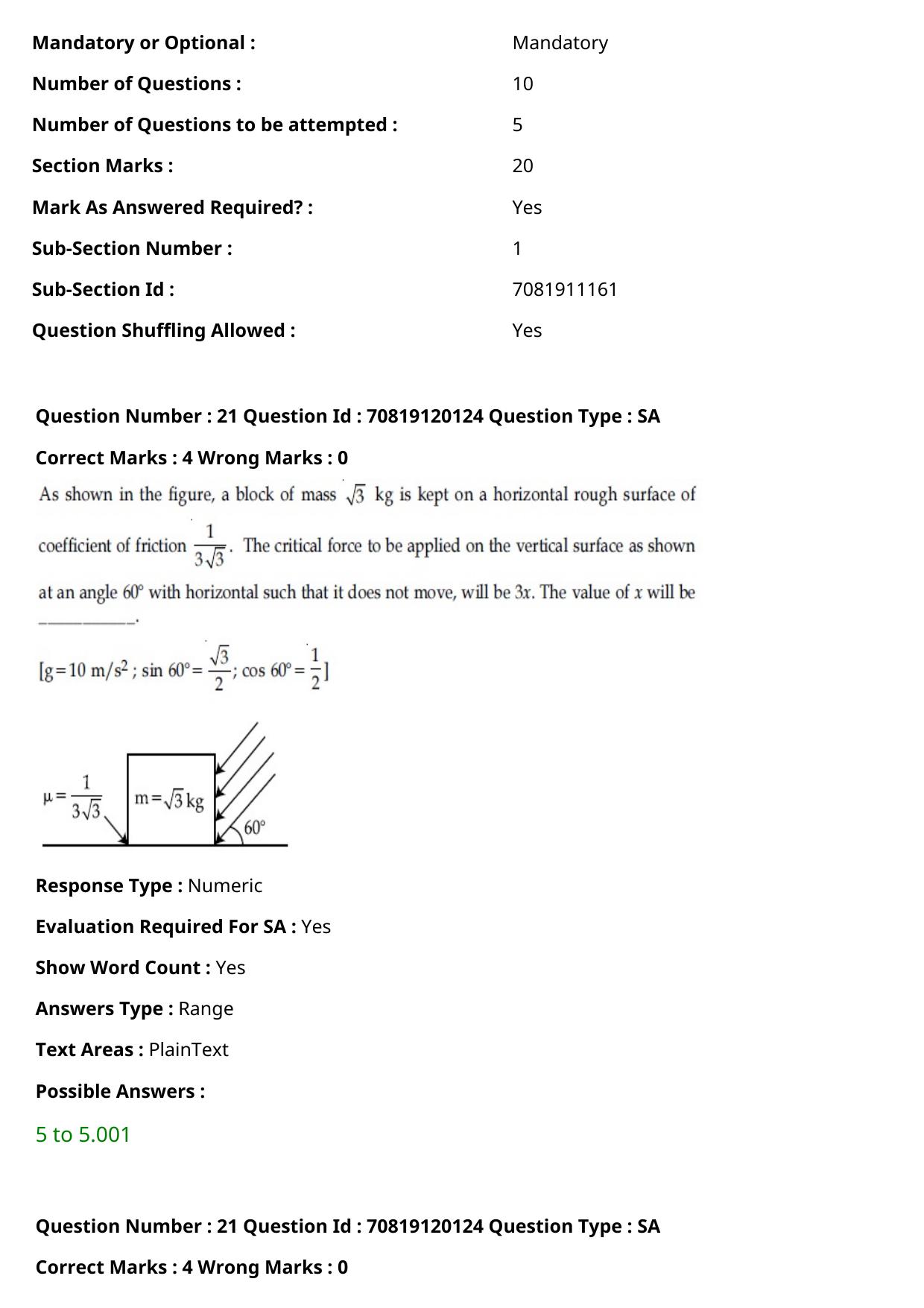JEE Mains 2021: BTech Assamese (Shift 1) 26-02-2021 Question Paper - Page 27