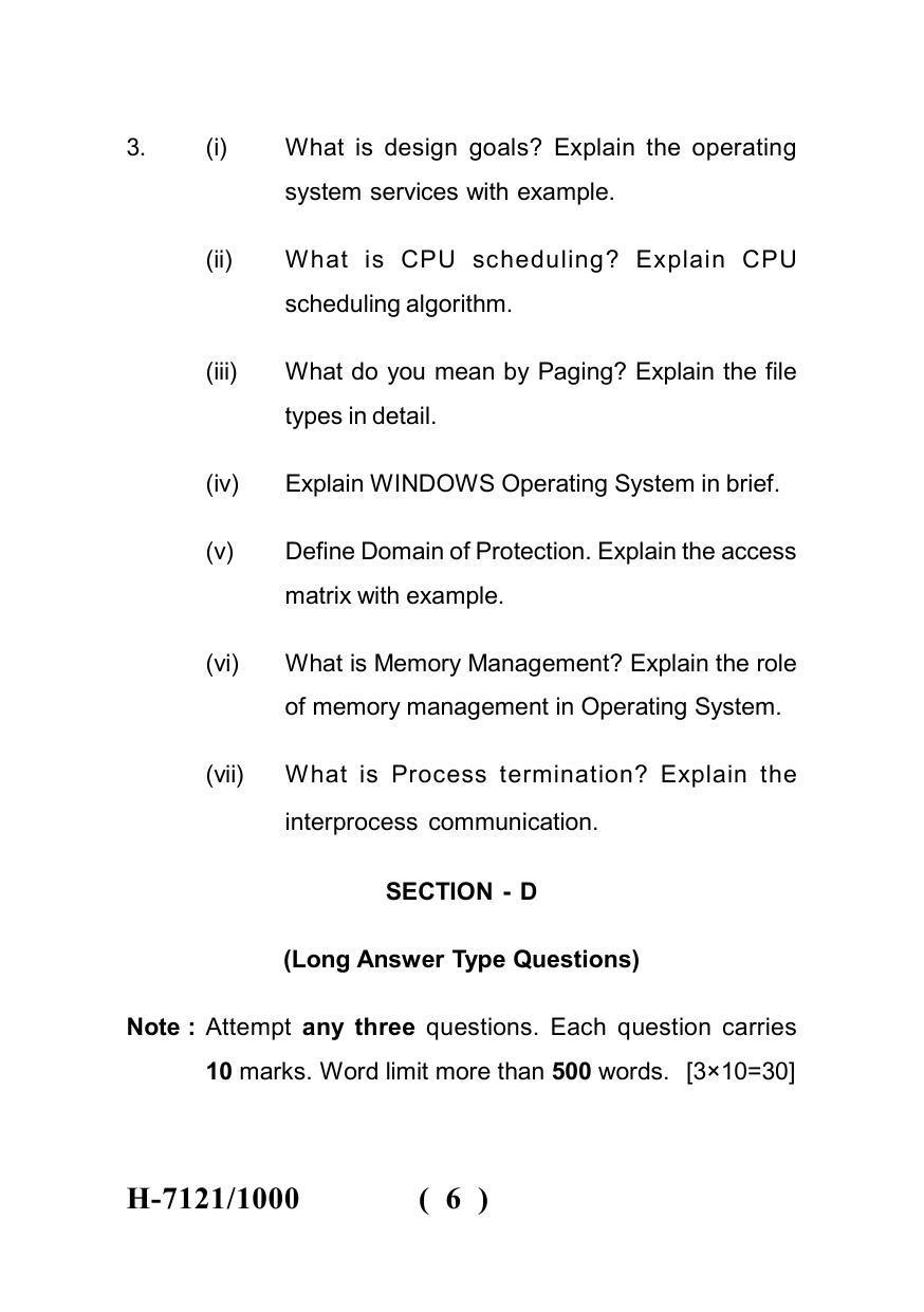 Sarguja University Question Paper July-2022 : M.Sc. In Computer Science (Second Sem.)Operating System Concepts Paper 1 - Page 6