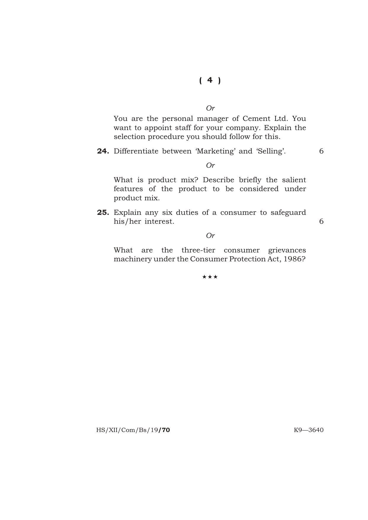 Meghalaya Board (MBOSE) Class 12 BUSINESS STUDIES 2019 Question Paper - Page 4