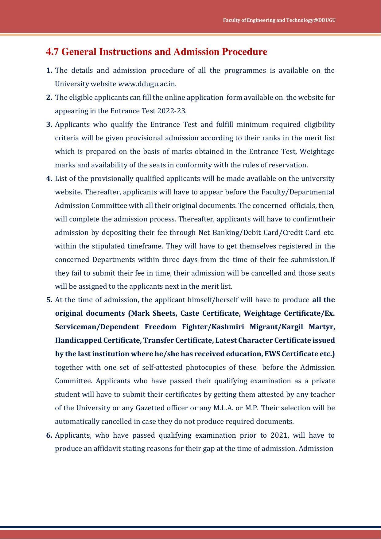 Deen Dayal Upadhyay Gorakhpur University, Gorakhpur B.Tech. Admission 2022-23 - Page 23