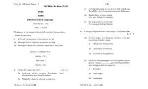 Meghalaya Board (MBOSE) Class 11 Garo MIL 2020 Question Paper