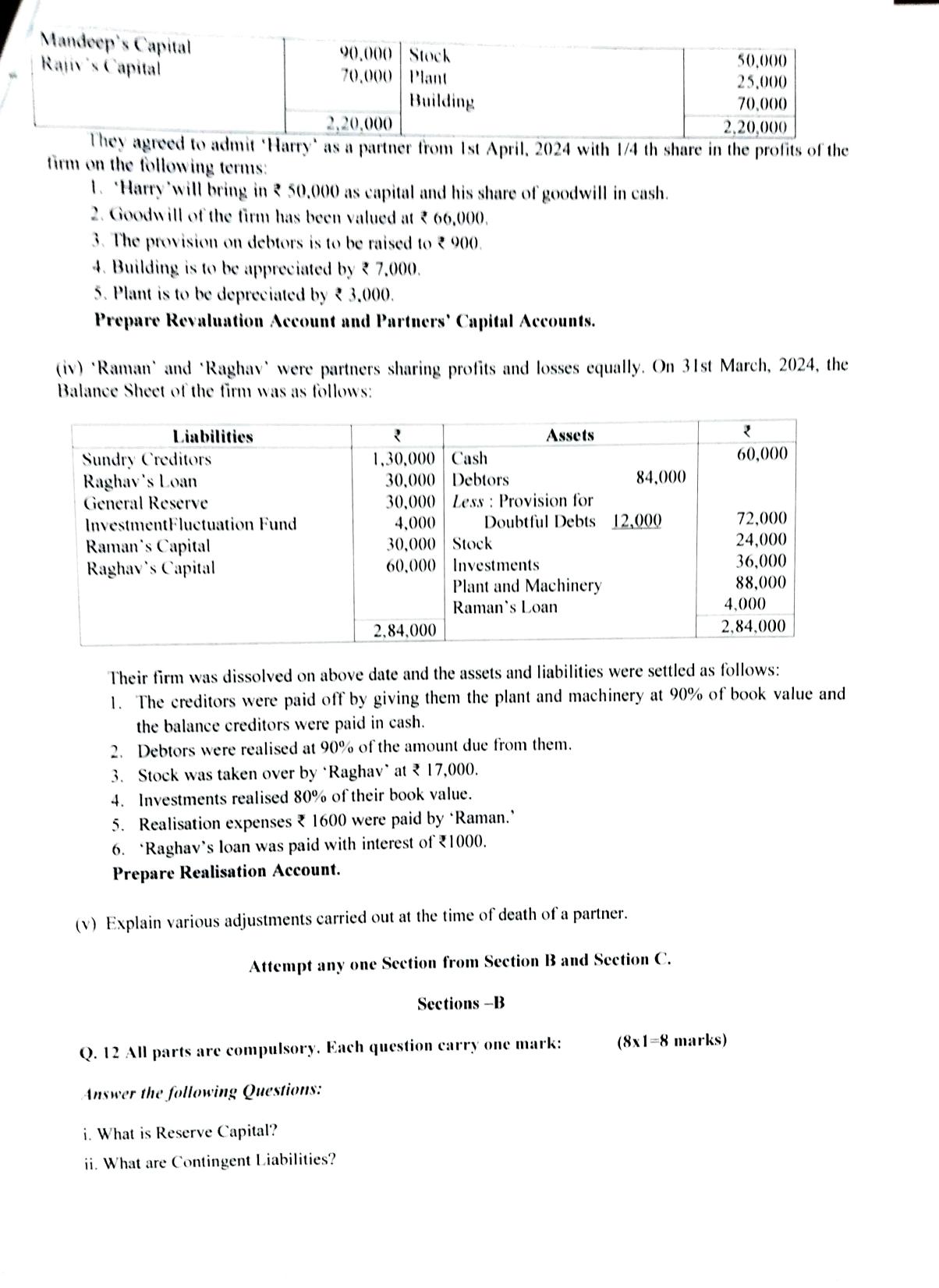 PSEB 12th Accountancy Model Paper 2025 - Page 3