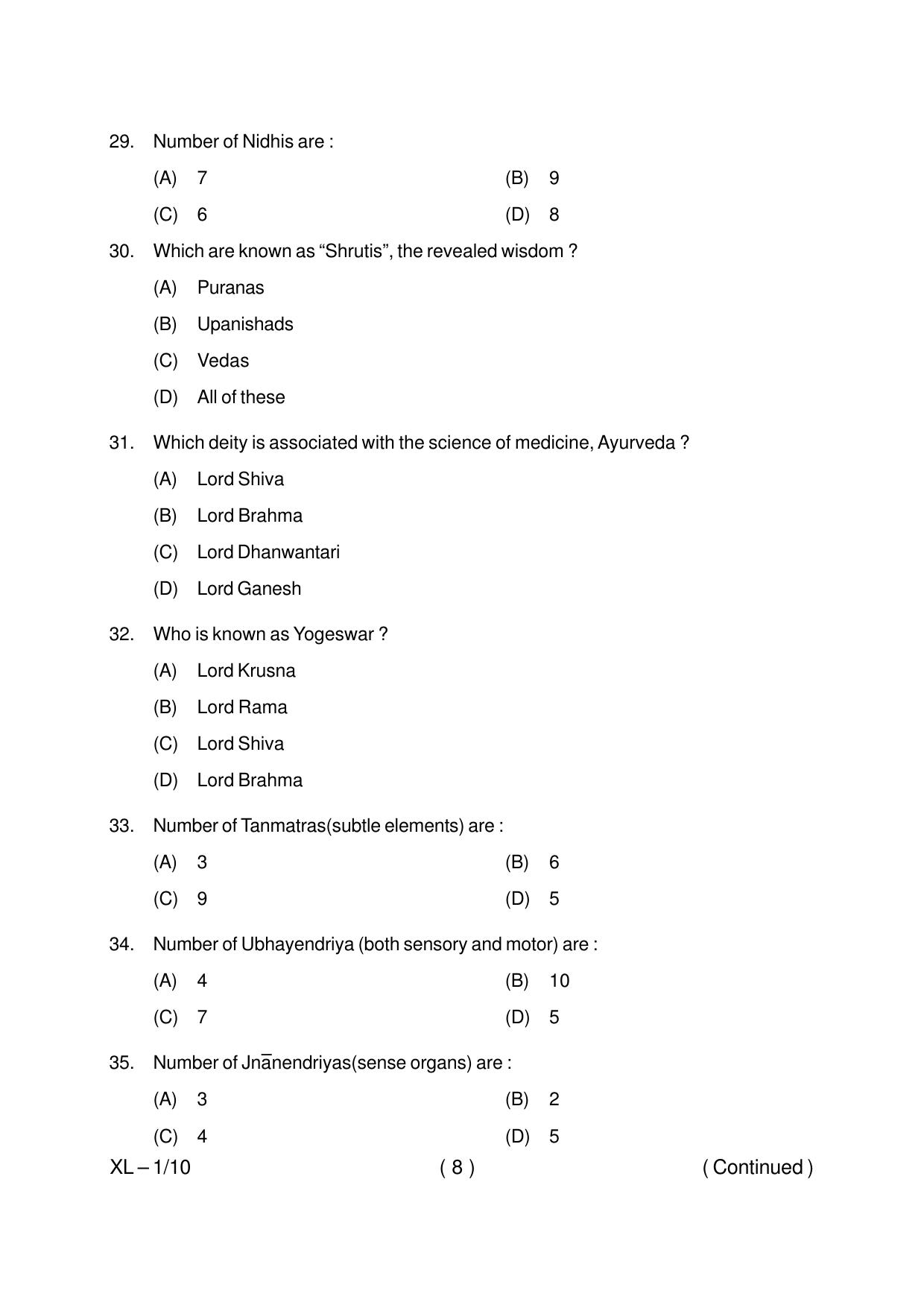 Odisha CPET YOGA & NATUROPATHY 2020 Question Paper - Page 8