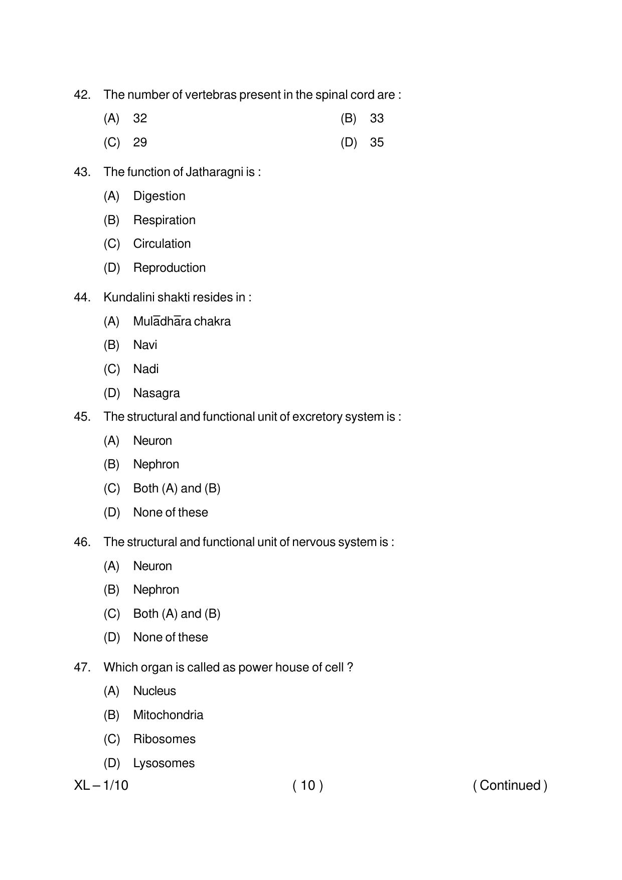 Odisha CPET YOGA & NATUROPATHY 2020 Question Paper - Page 10