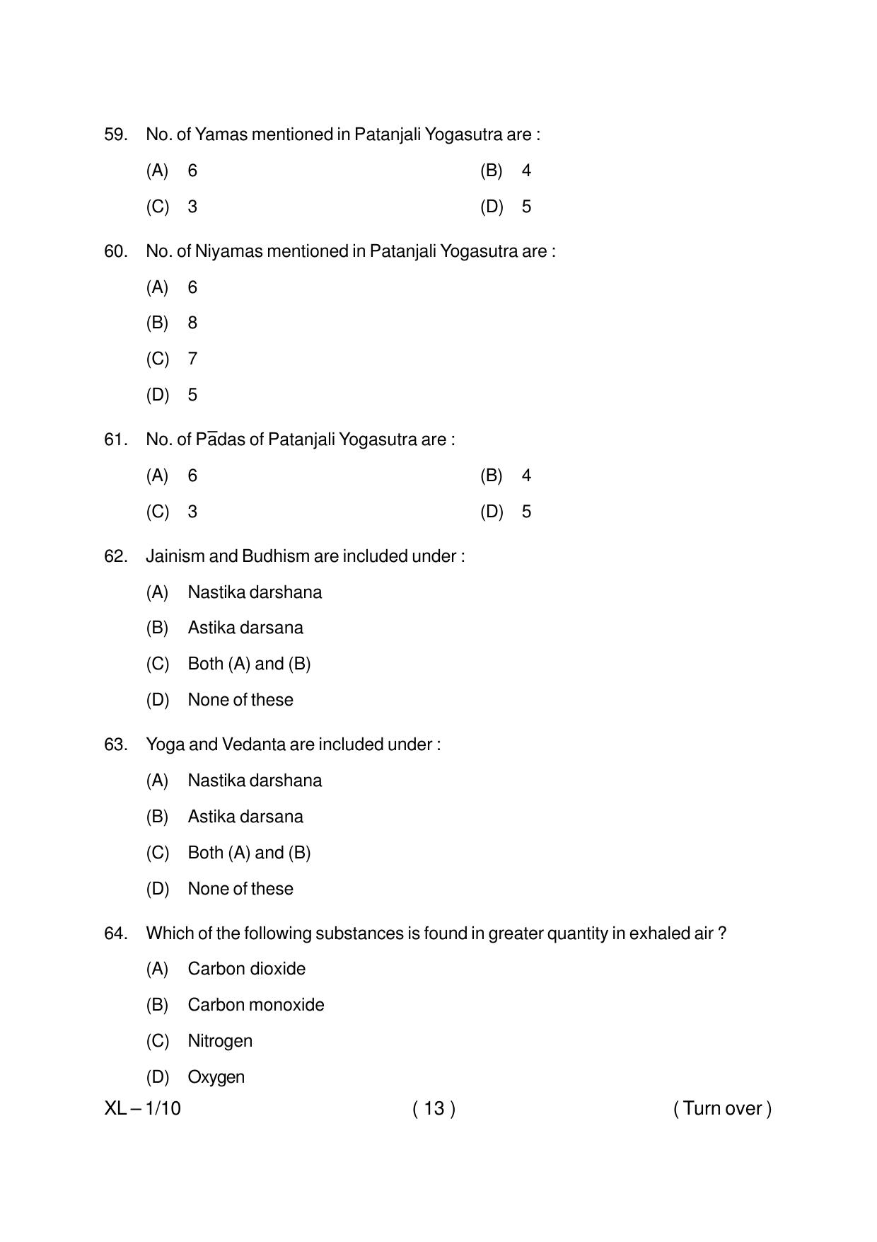 Odisha CPET YOGA & NATUROPATHY 2020 Question Paper - Page 13