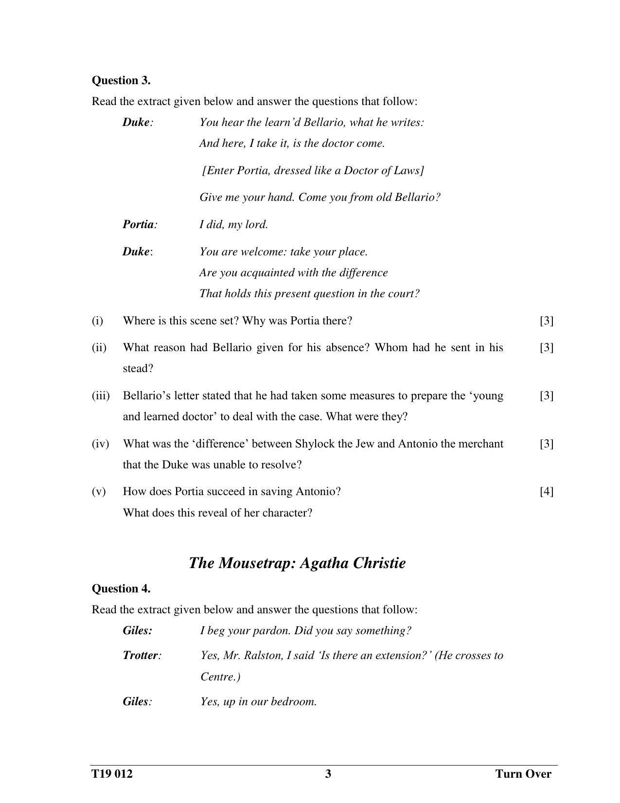 ICSE Class 10 English Paper II 2019 Question Paper - Page 3