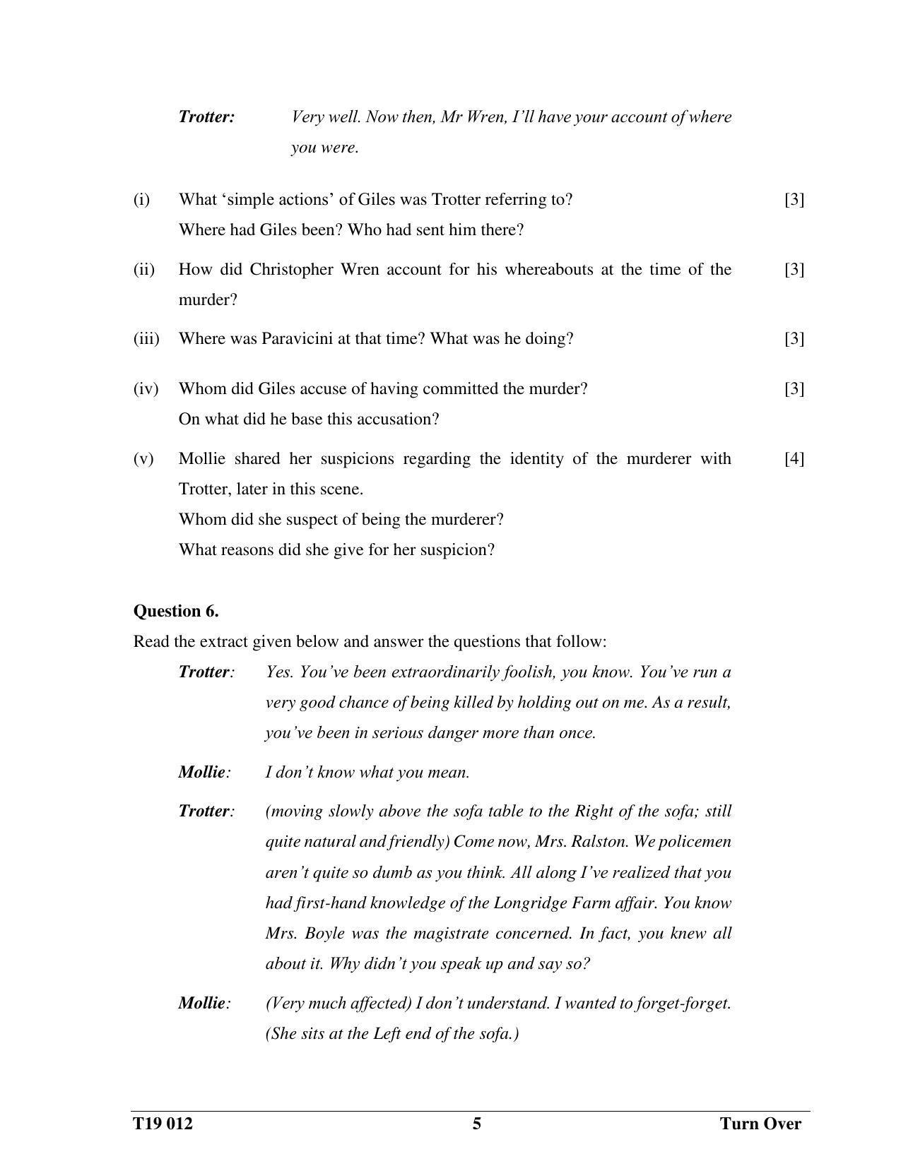 ICSE Class 10 English Paper II 2019 Question Paper - Page 5