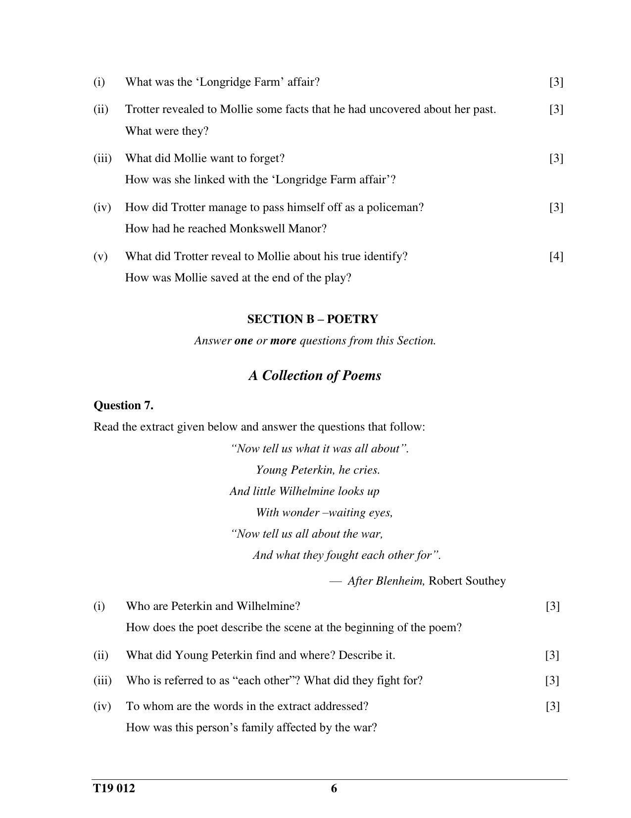 ICSE Class 10 English Paper II 2019 Question Paper - Page 6
