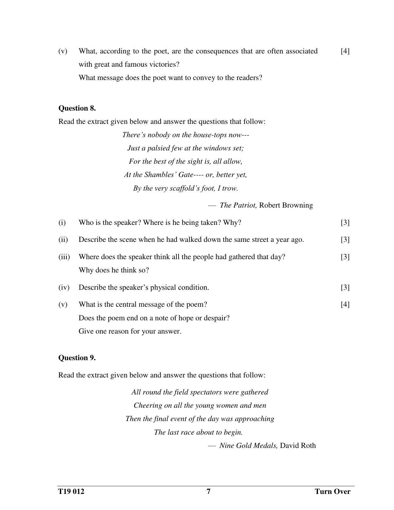 ICSE Class 10 English Paper II 2019 Question Paper - Page 7