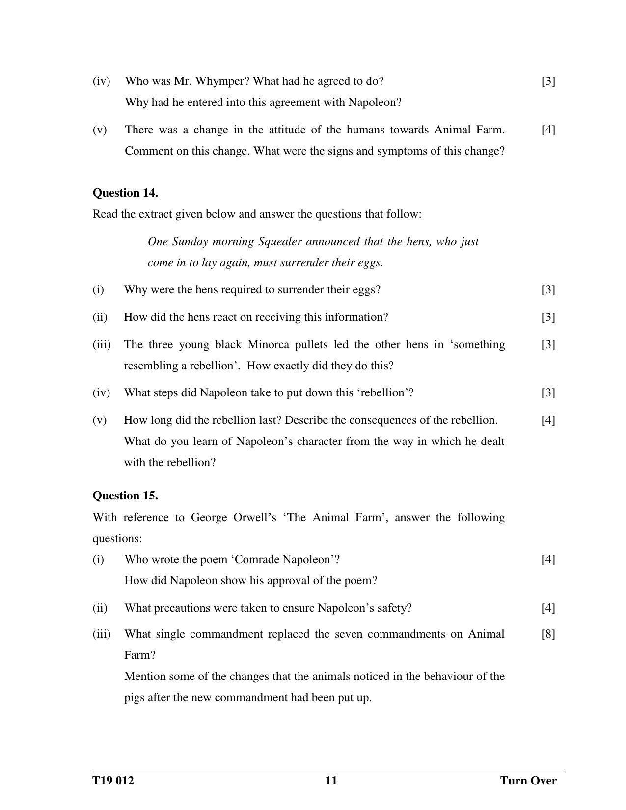 ICSE Class 10 English Paper II 2019 Question Paper - Page 11