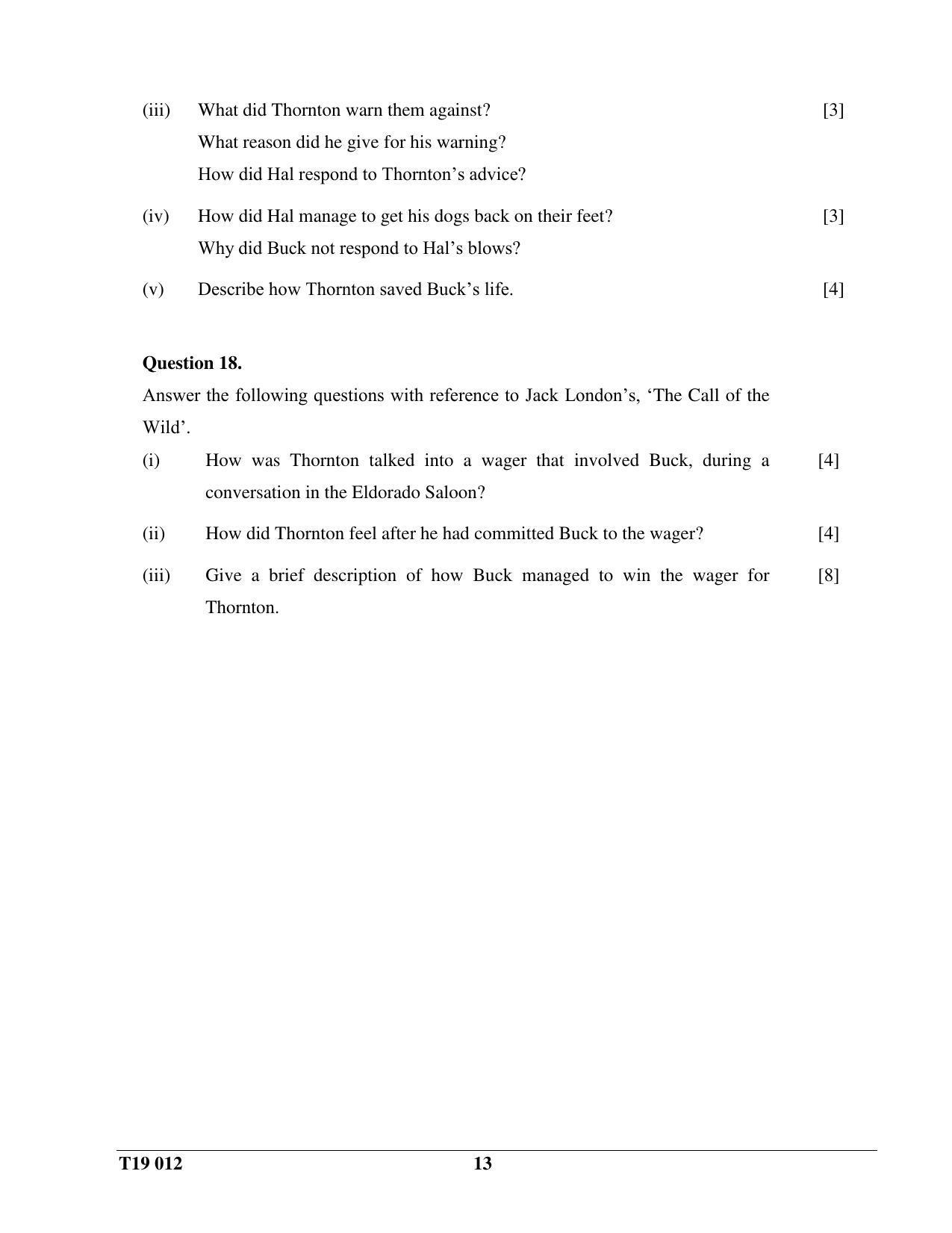 ICSE Class 10 English Paper II 2019 Question Paper - Page 13