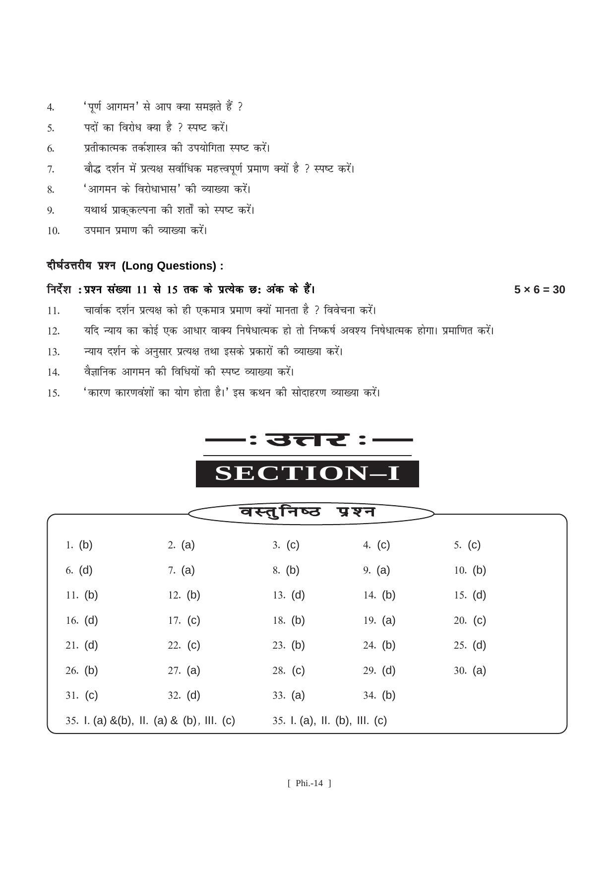 Bihar Board Class 11 Philosophy (All Groups) Model Paper - Page 14