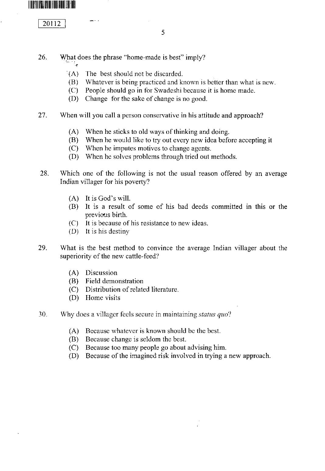 CUSAT CAT 2012 BBA & LLB(Hons) Question Paper - Page 6