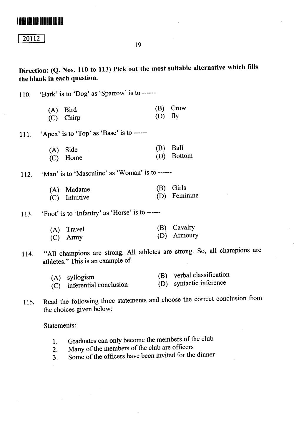 CUSAT CAT 2012 BBA & LLB(Hons) Question Paper - Page 20