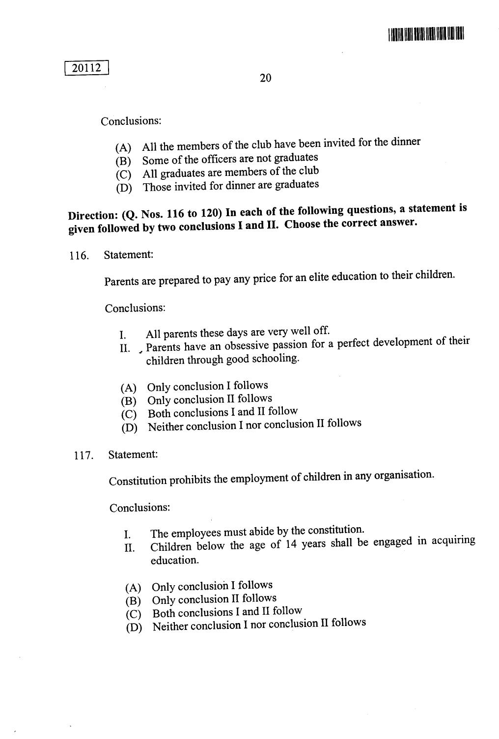 CUSAT CAT 2012 BBA & LLB(Hons) Question Paper - Page 21