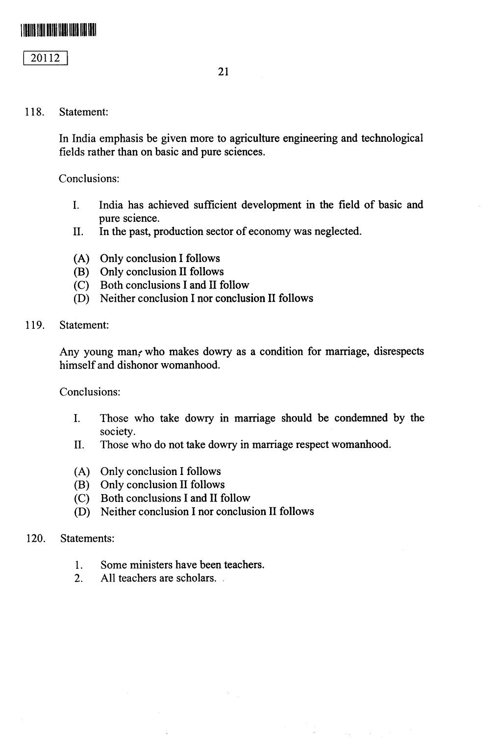 CUSAT CAT 2012 BBA & LLB(Hons) Question Paper - Page 22
