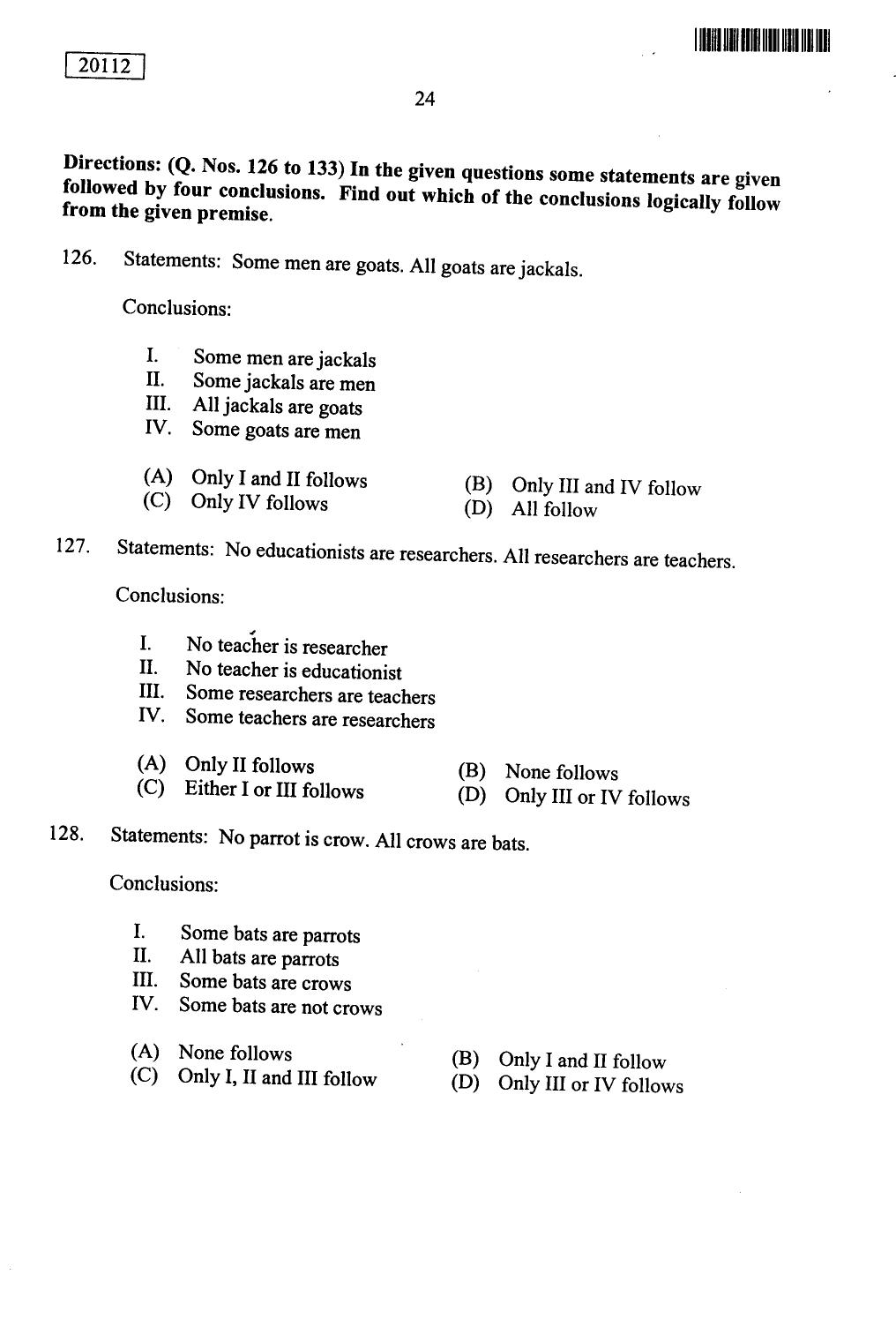 CUSAT CAT 2012 BBA & LLB(Hons) Question Paper - Page 25