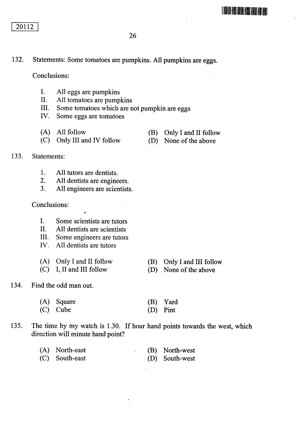 CUSAT CAT 2012 BBA & LLB(Hons) Question Paper - Page 27