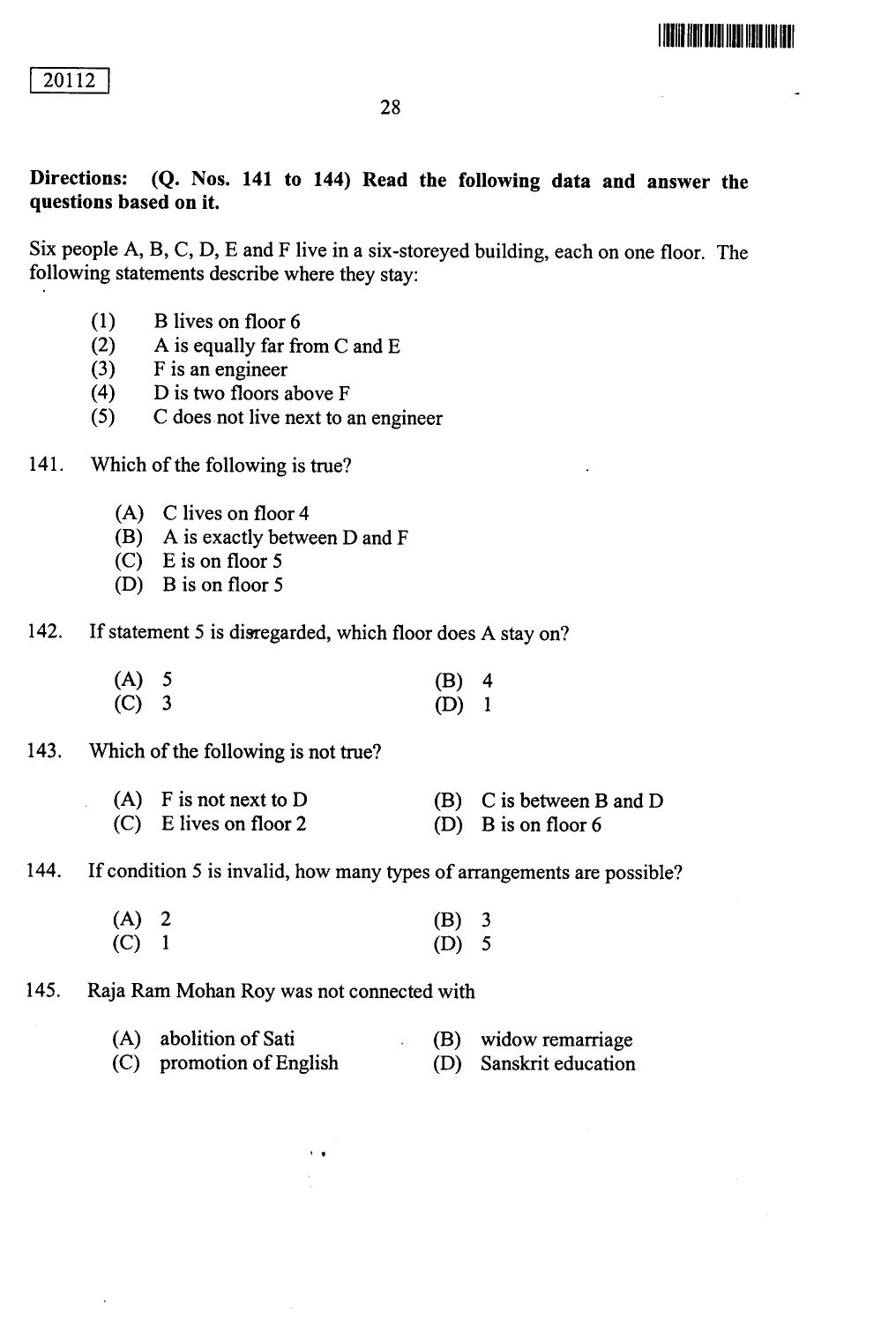 CUSAT CAT 2012 BBA & LLB(Hons) Question Paper - Page 29