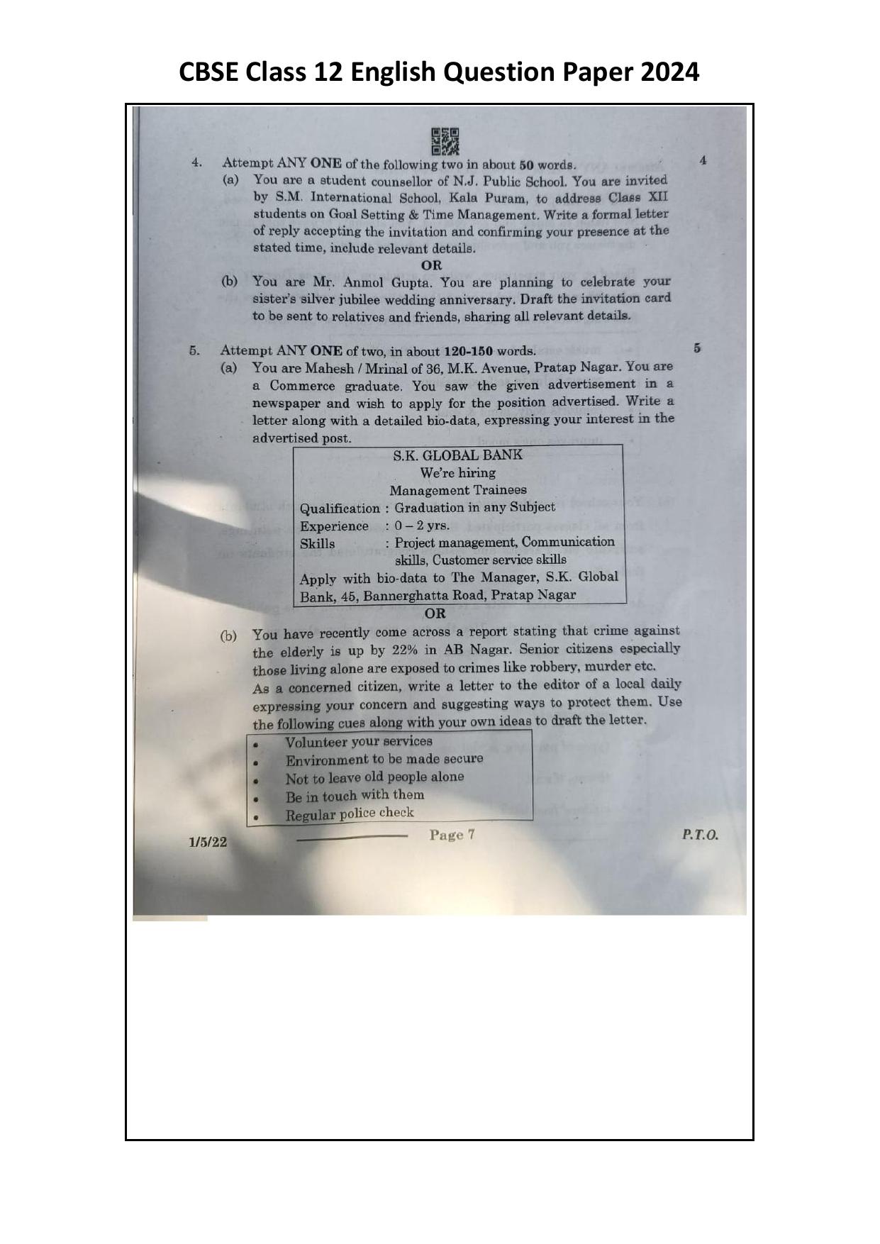 1/5/3 English Core Set 3 2024 Question Paper - Page 7