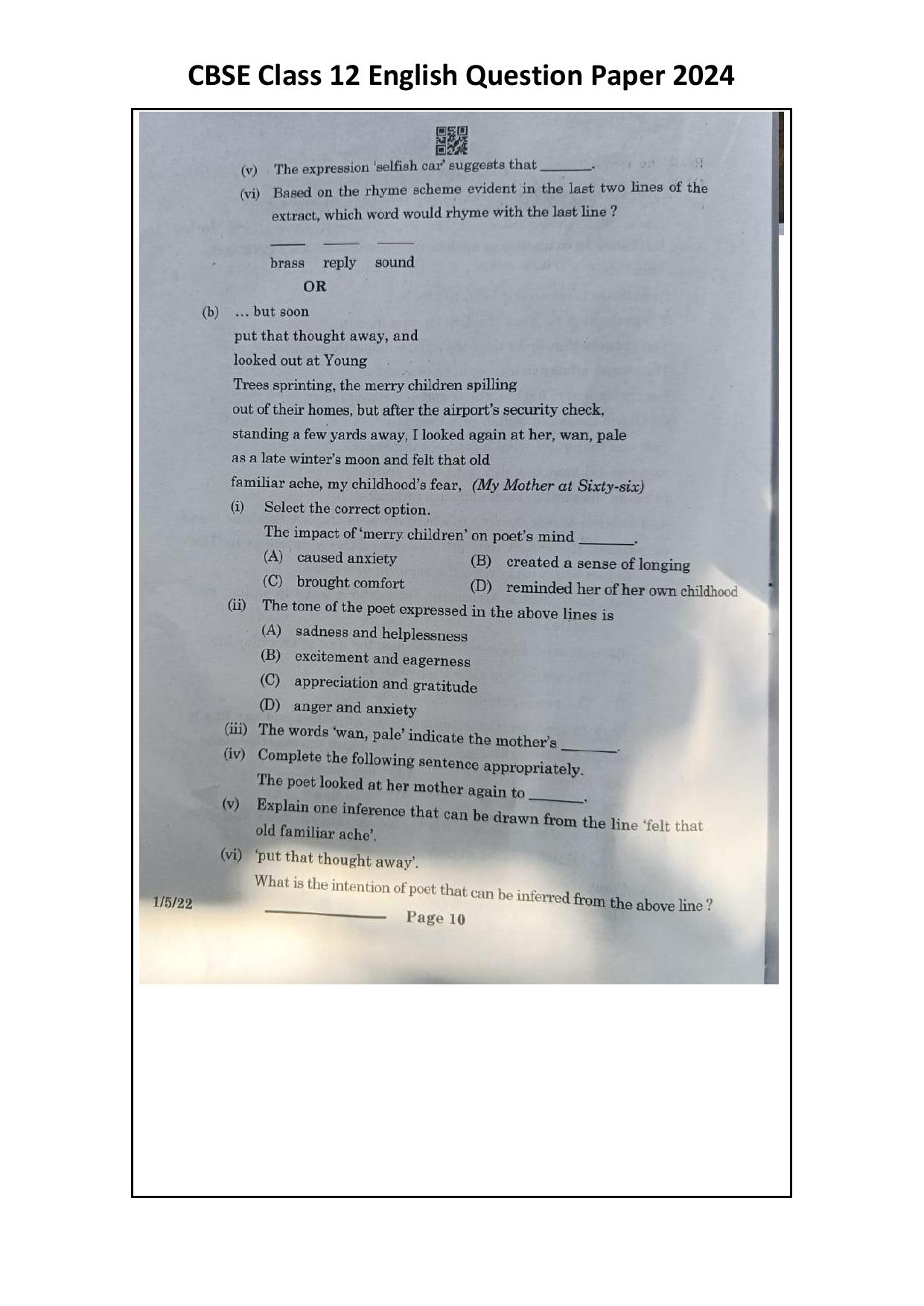 1/5/3 English Core Set 3 2024 Question Paper - Page 10
