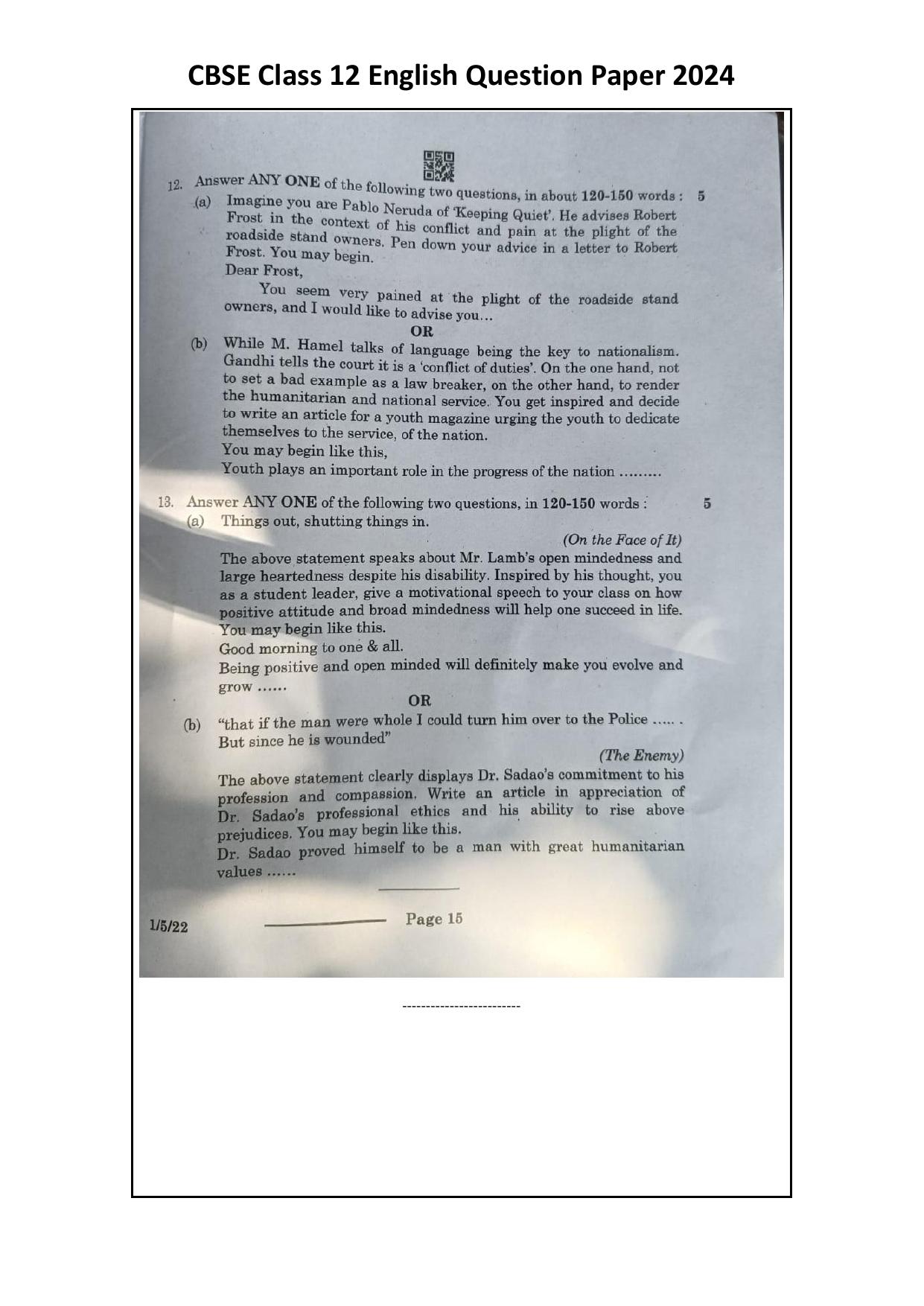 1/5/3 English Core Set 3 2024 Question Paper - Page 15
