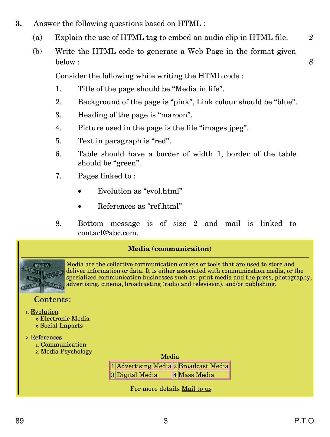 CBSE Class 12 89 MULTIMEDIA AND WEB TECHNOLOGY 2017 Question Paper - Page 3