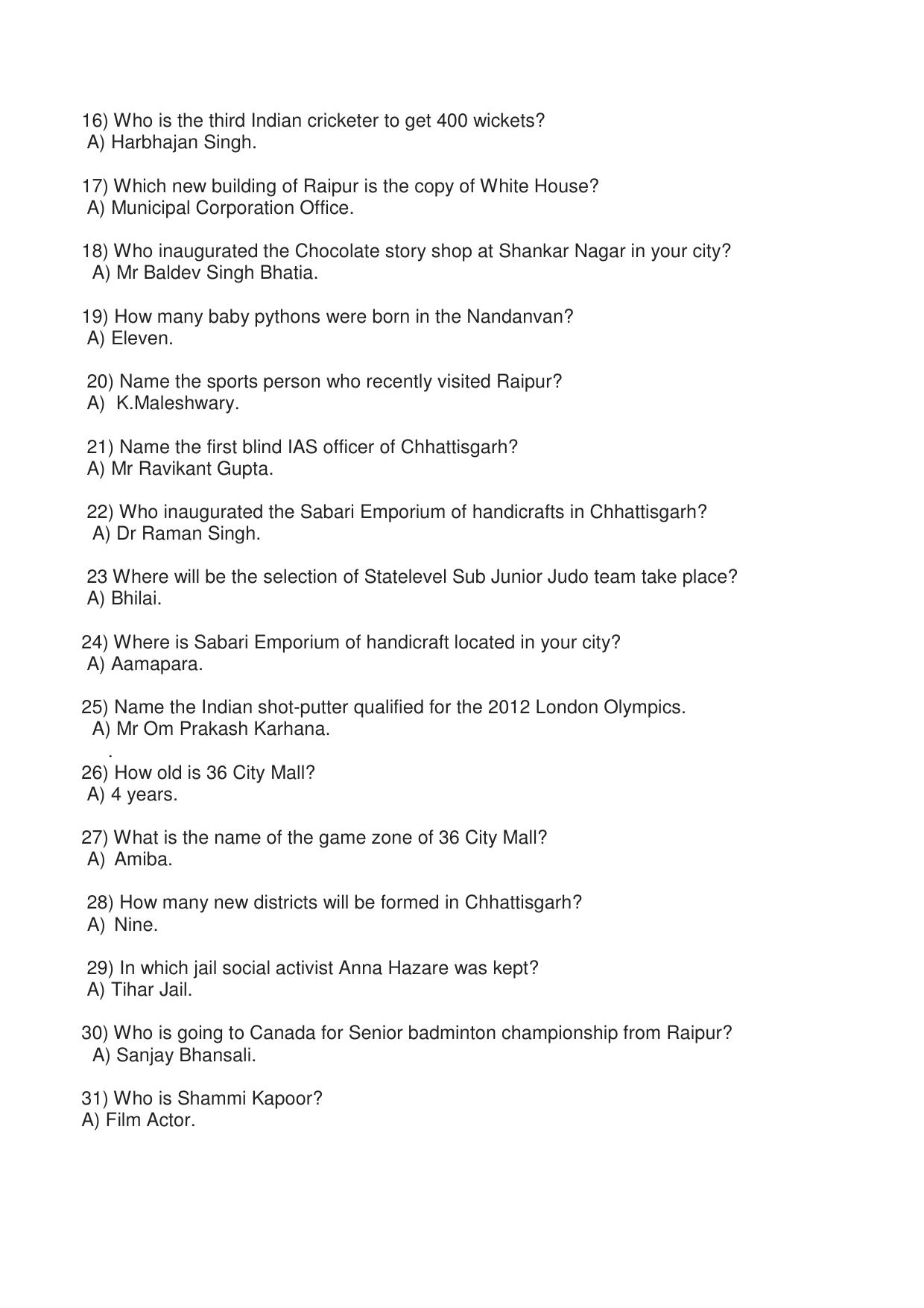 Worksheet for Class 5 General Knowledge Assignment 4 - Page 2