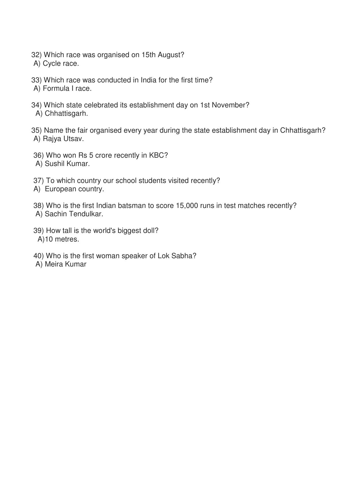 Worksheet for Class 5 General Knowledge Assignment 4 - Page 3