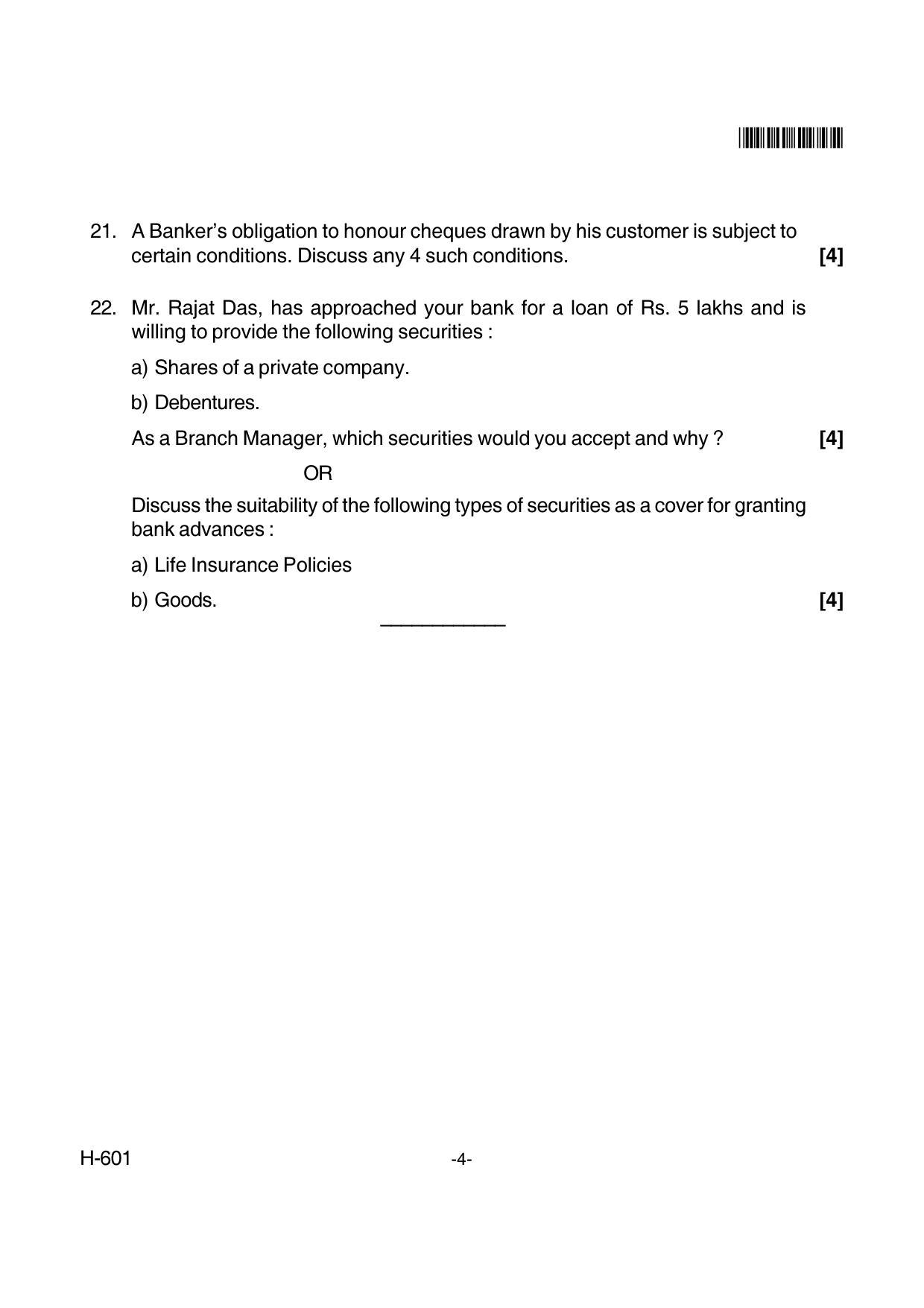 Goa Board Class 12 Banking 601 New Pattern (June 2018) Question Paper - Page 4