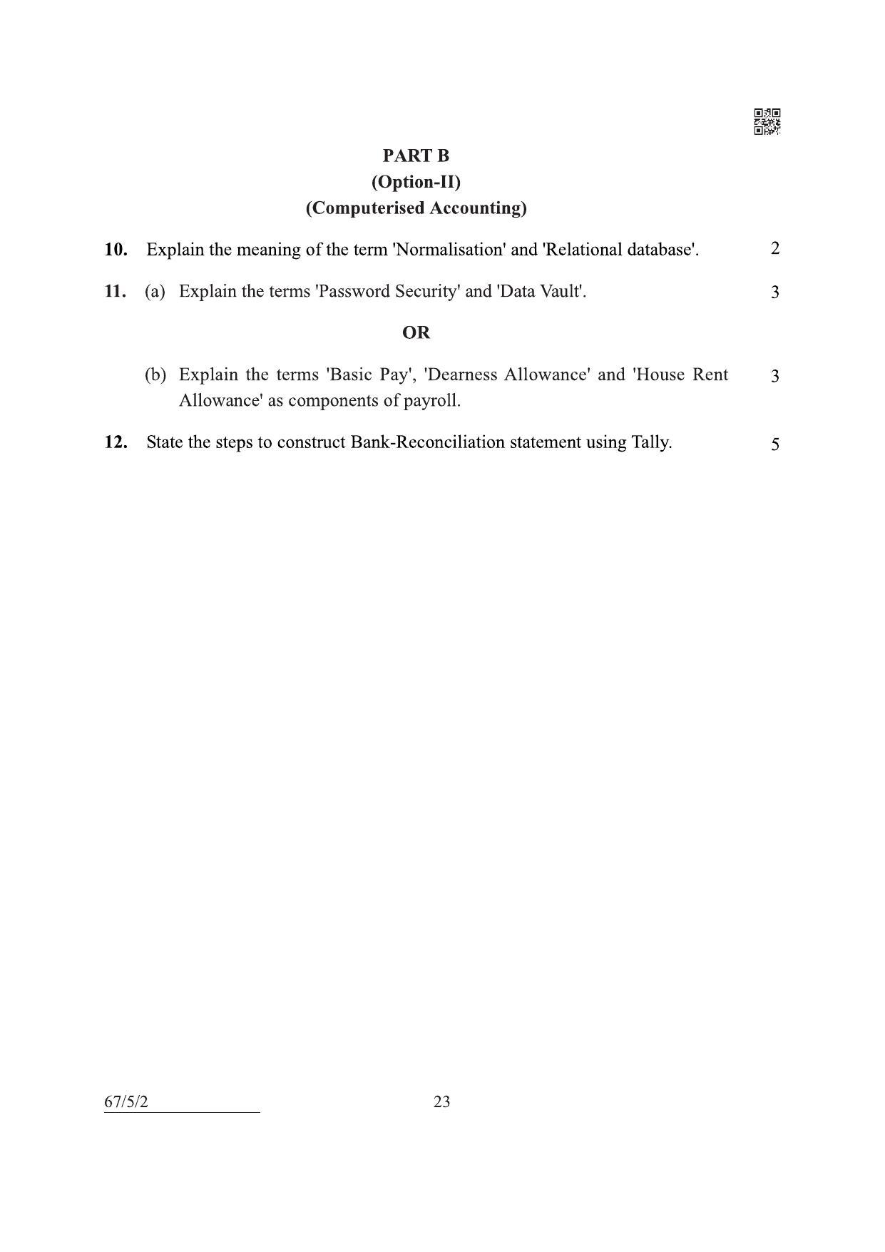 CBSE Class 12 67-5-2 Accountancy 2022 Question Paper - Page 23