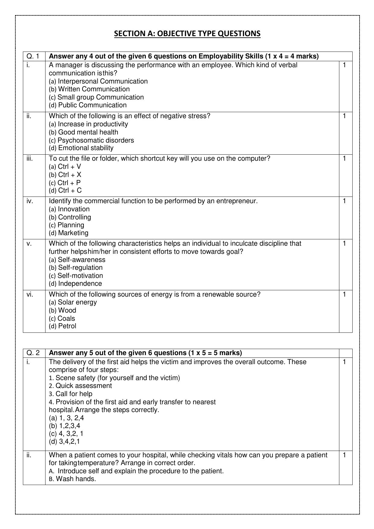 CBSE Class 10 Health Care Sample Paper 2025 - Page 3