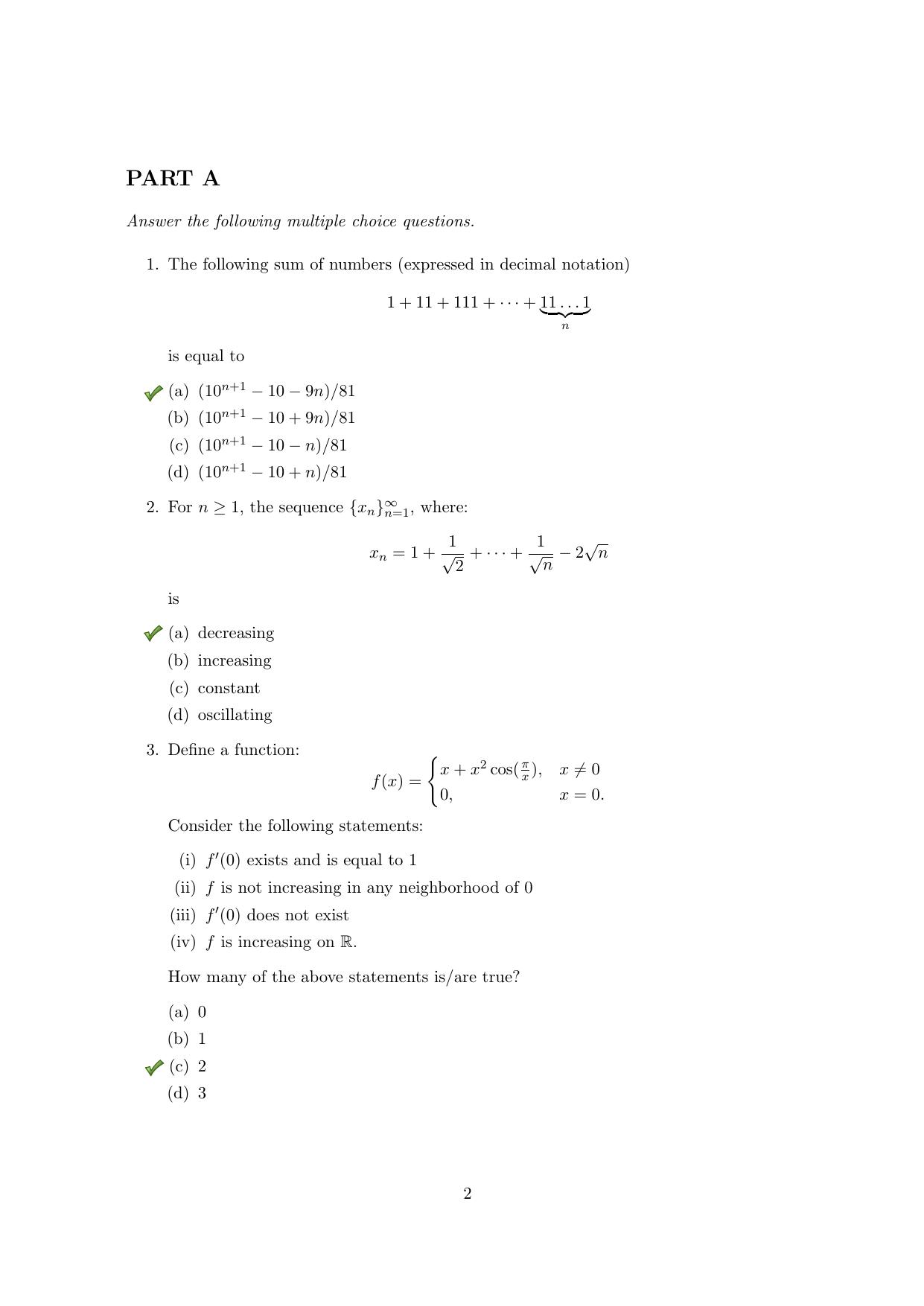 TIFR GS 2019 Mathematics Question Paper - Page 2