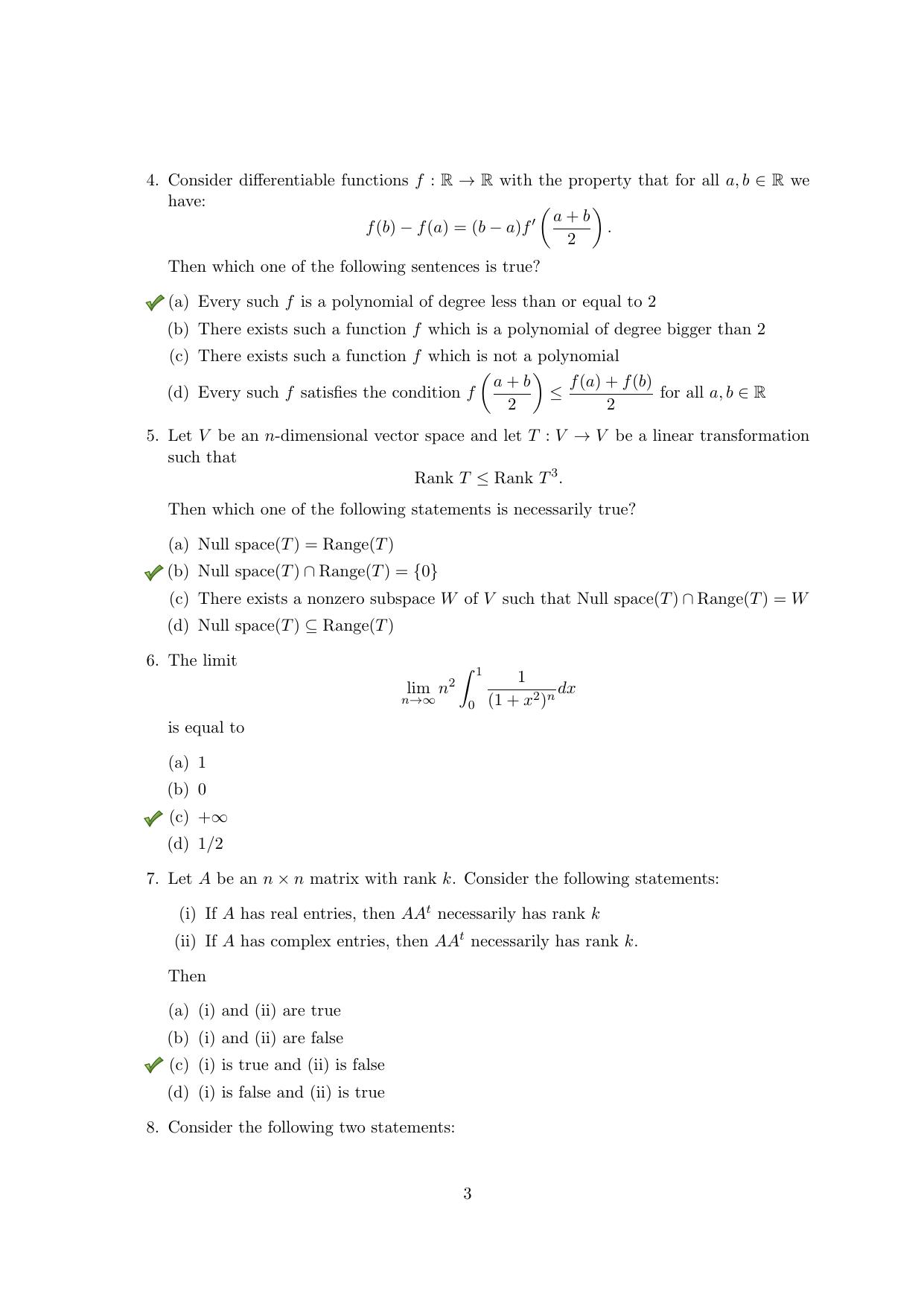 TIFR GS 2019 Mathematics Question Paper - Page 3