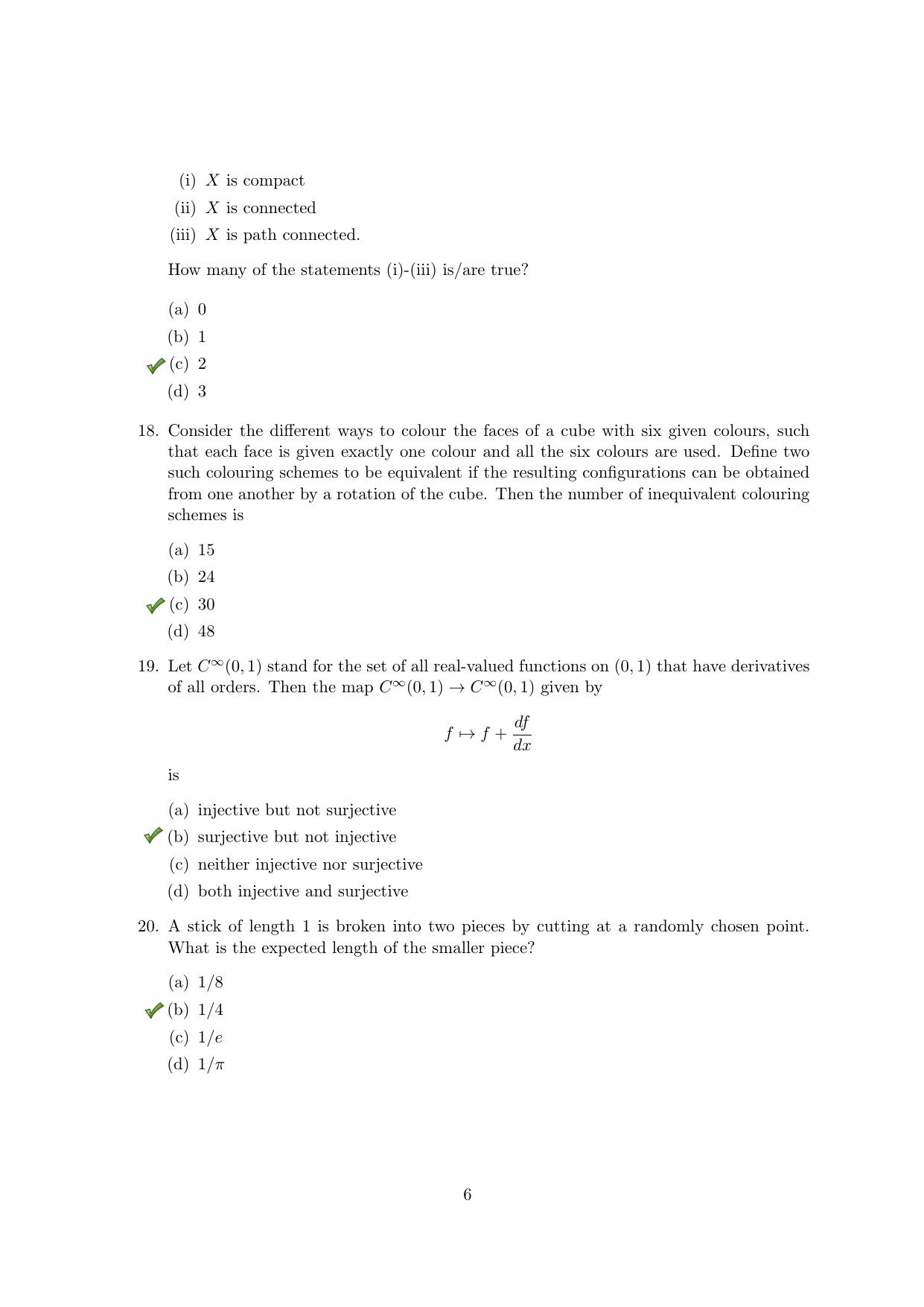 TIFR GS 2019 Mathematics Question Paper - Page 6